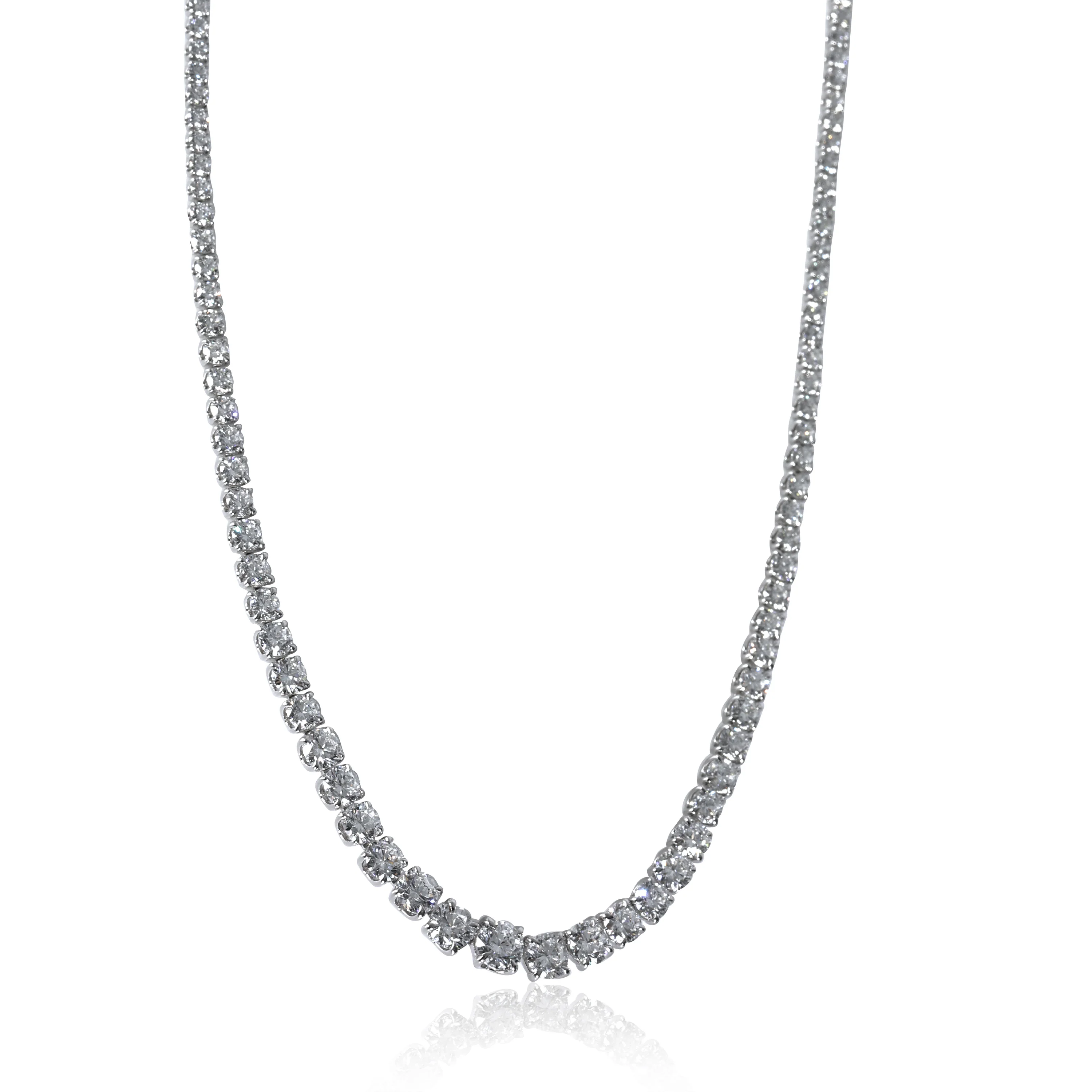 Lab-Grown Graduated Diamond Tennis Necklace in 14K White Gold 16.38 CTW