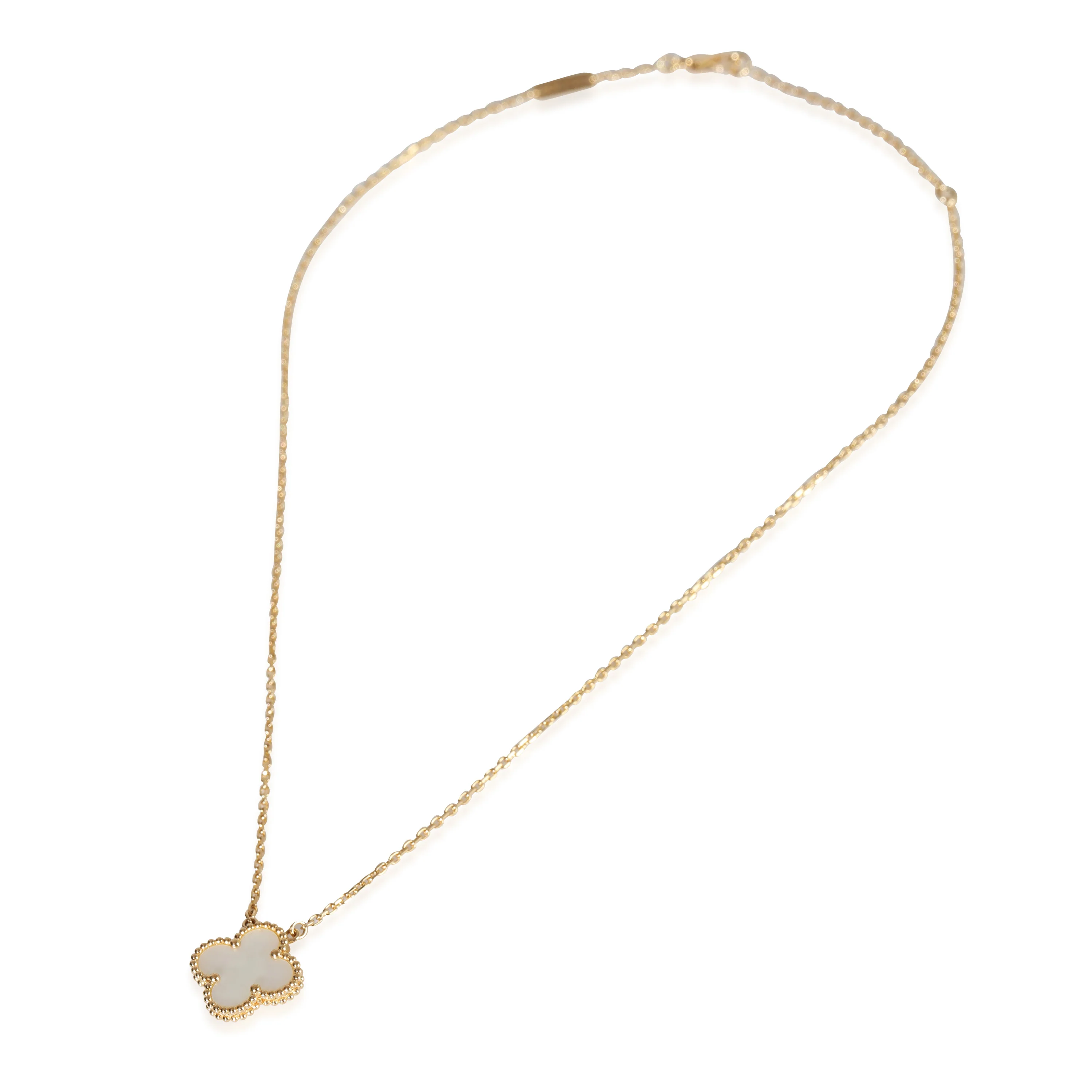 Yellow Gold Mother Of Pearl Vintage Alhambra Pendant - Image 2