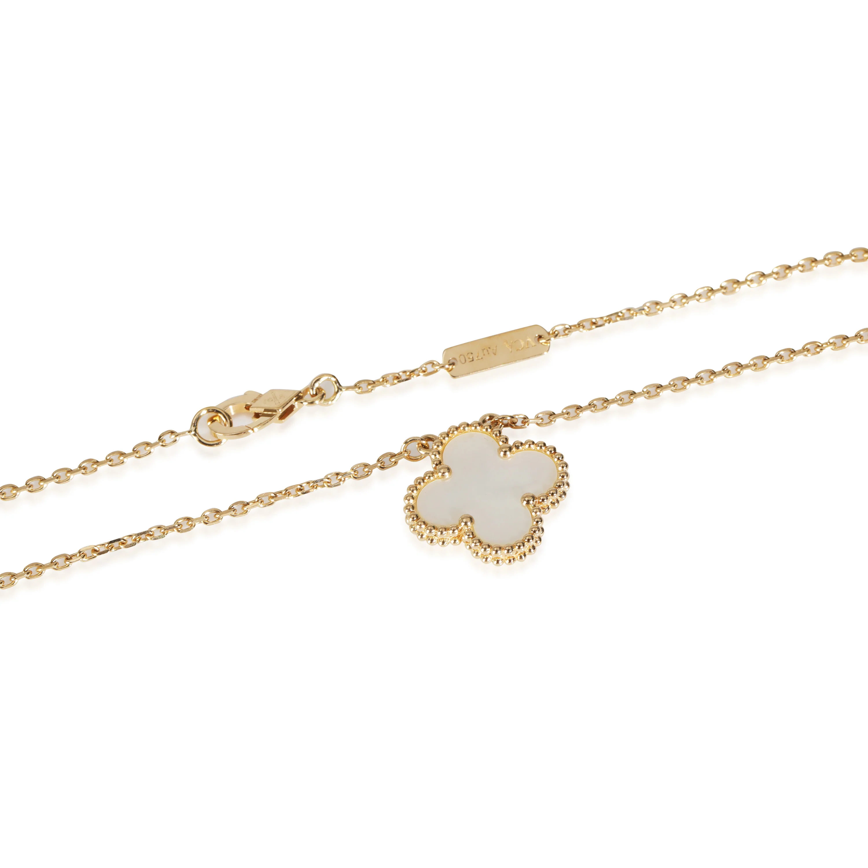 Yellow Gold Mother Of Pearl Vintage Alhambra Pendant - Image 3
