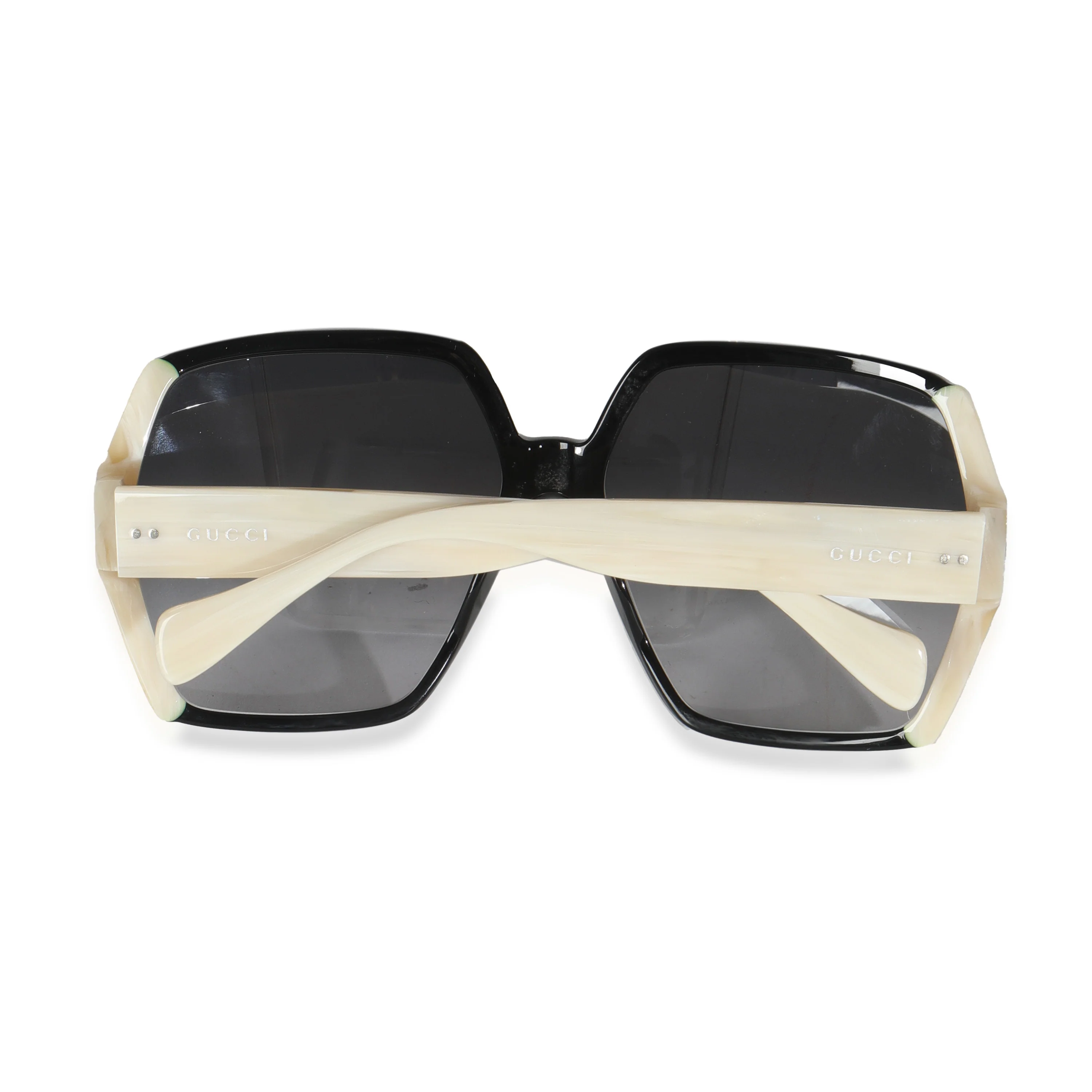 Black White Acetate Oversized Square Frame Sunglasses - Image 2