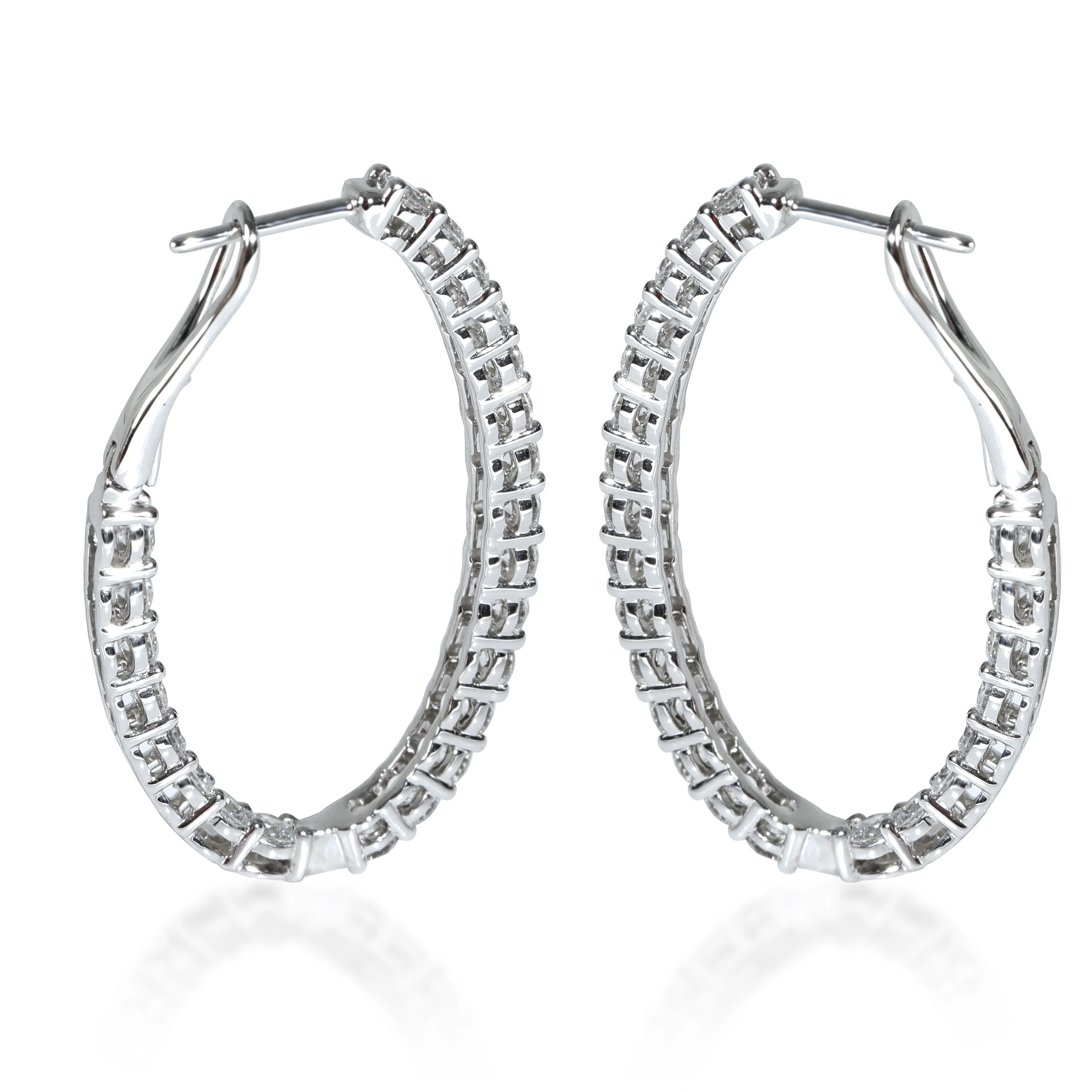 Lab-Grown Oval Diamond Earrings in 14K White Gold 3.01 CTW - Image 3