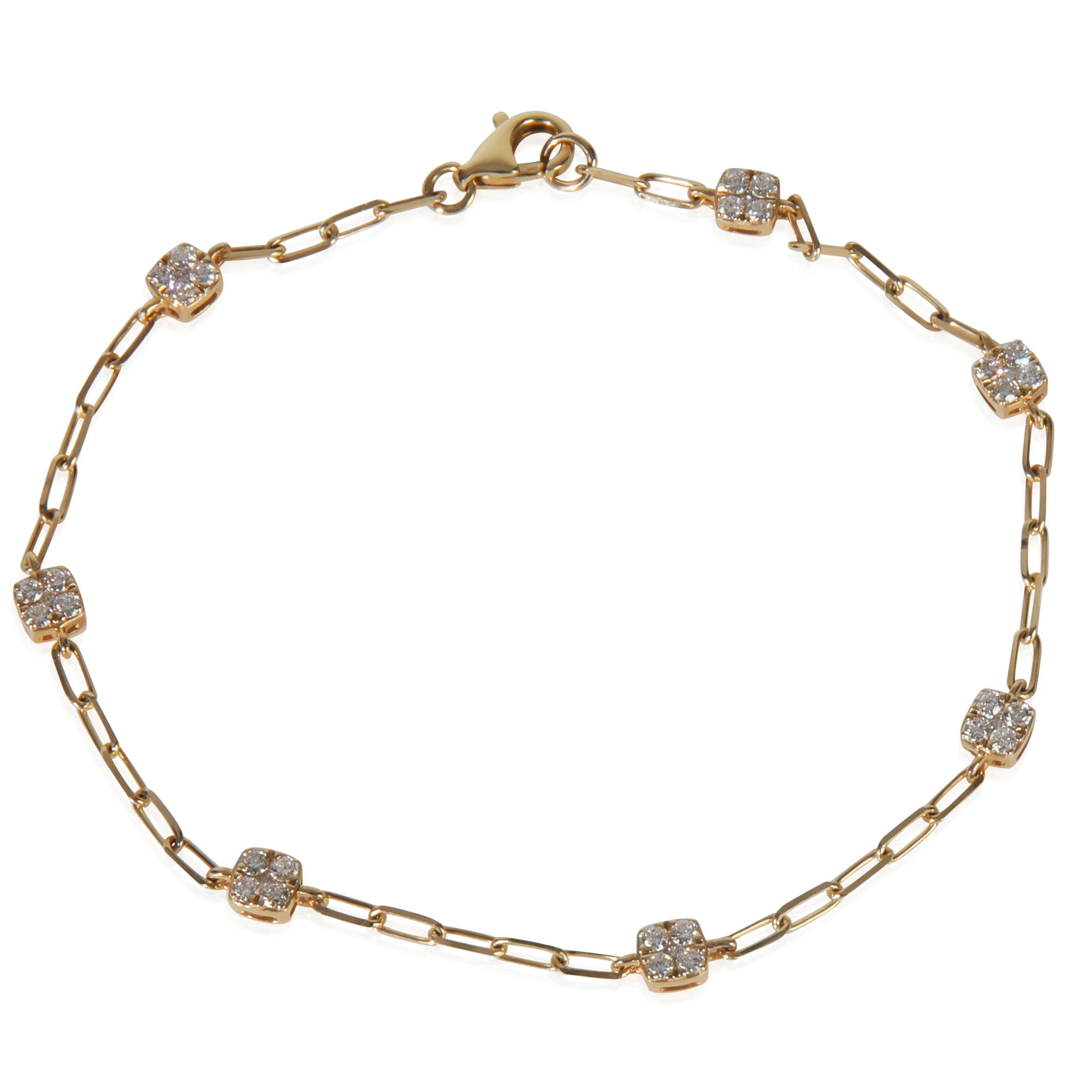 Yellow Gold Diamond Cluster Station Bracelet