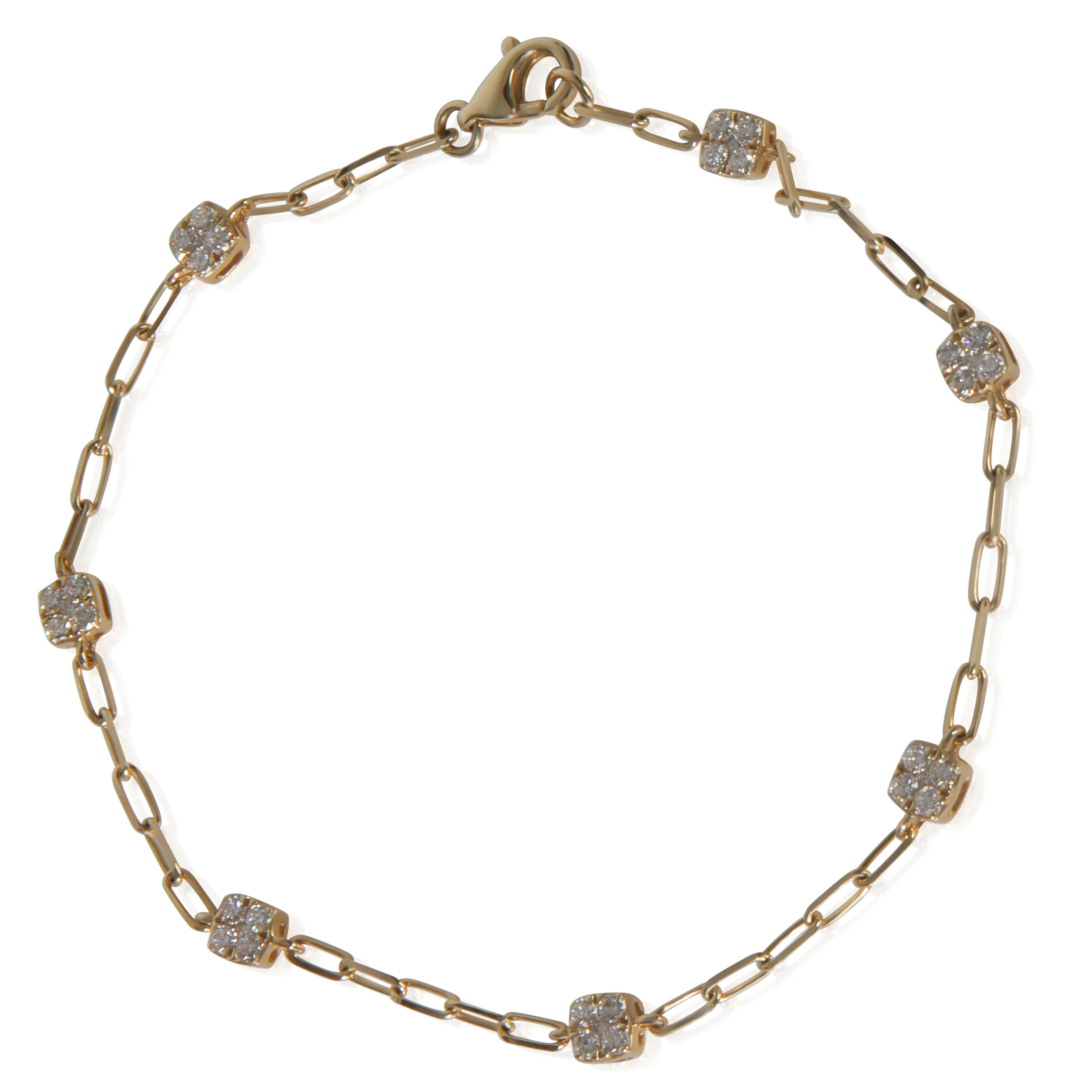 Yellow Gold Diamond Cluster Station Bracelet - Image 2