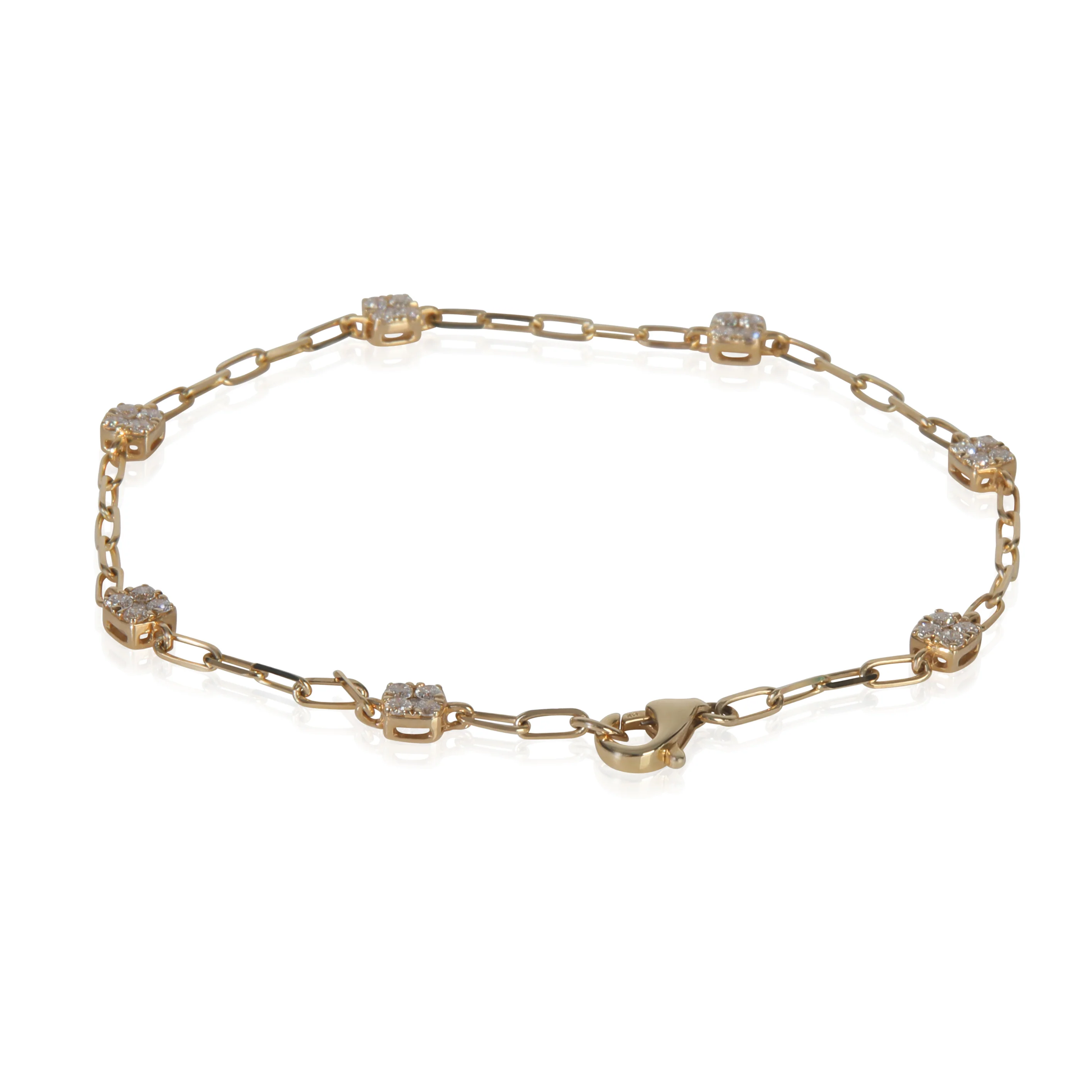 Yellow Gold Diamond Cluster Station Bracelet - Image 3
