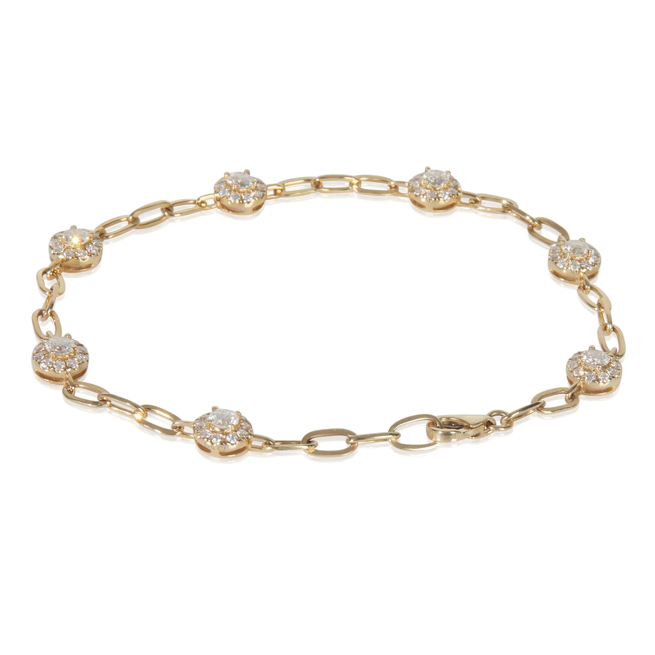 Yellow Gold Diamond Cluster Station Bracelet - Image 3