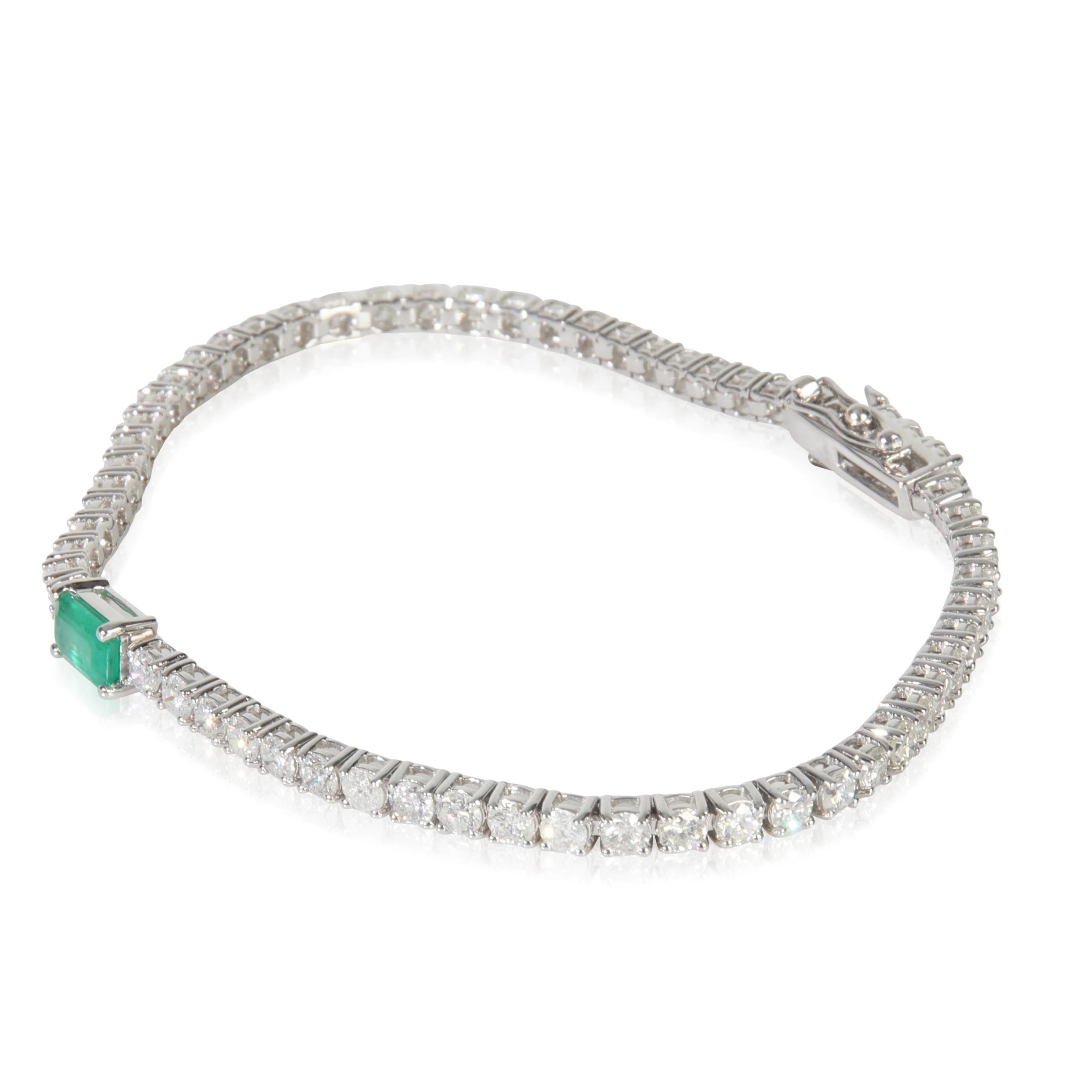 White Gold Emerald and Diamond Bracelet - Image 2
