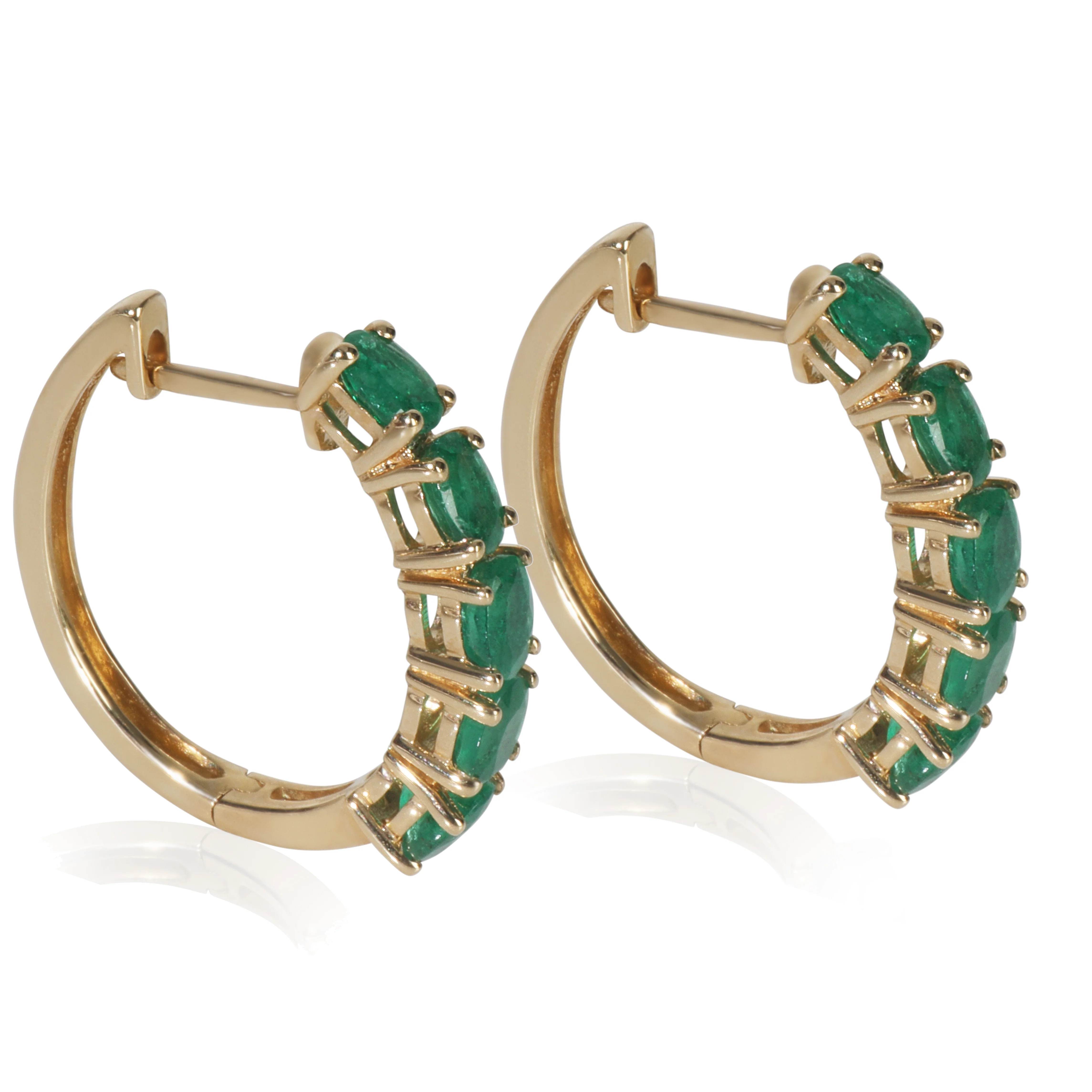 Yellow Gold Emerald Earrings - Image 2