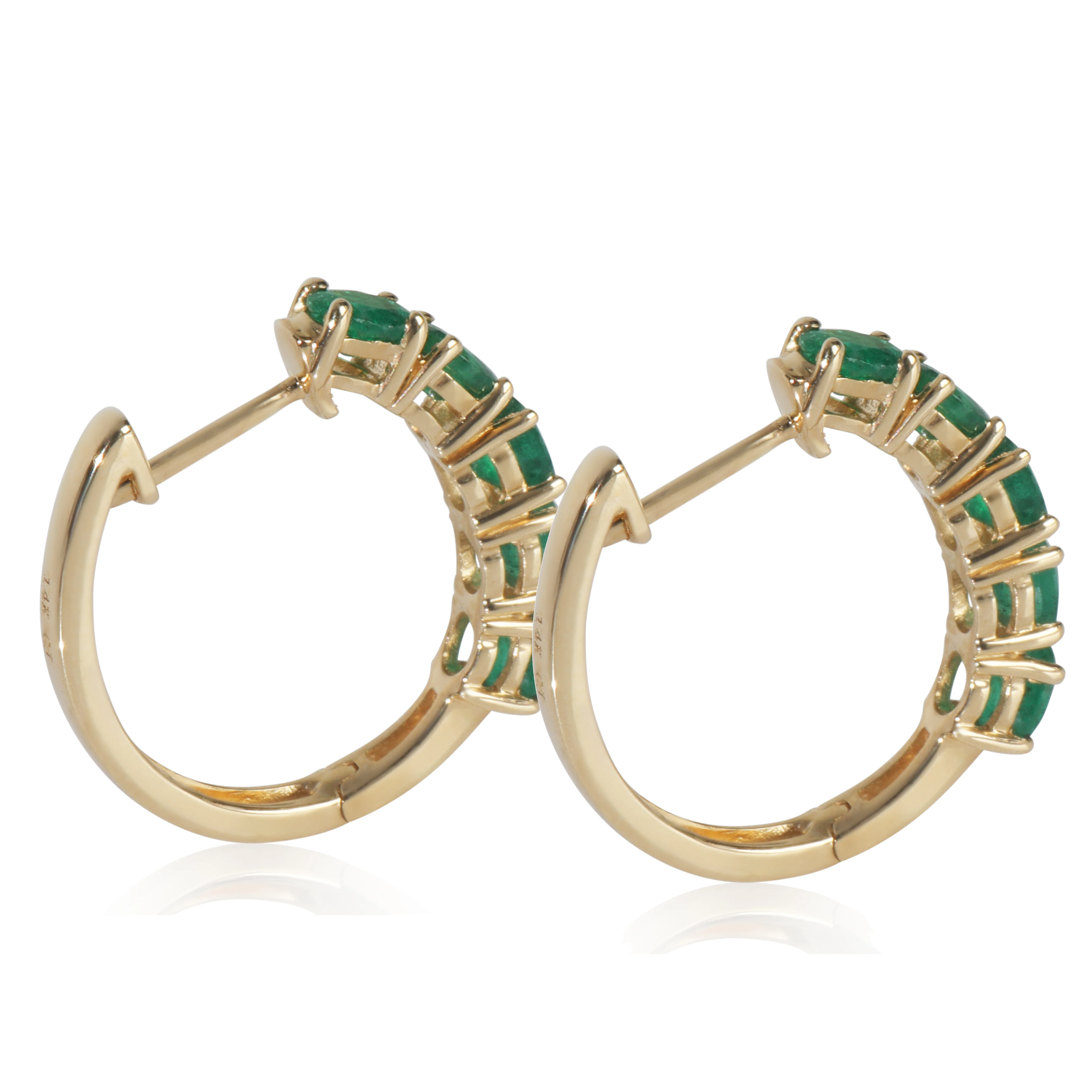 Yellow Gold Emerald Earrings - Image 3