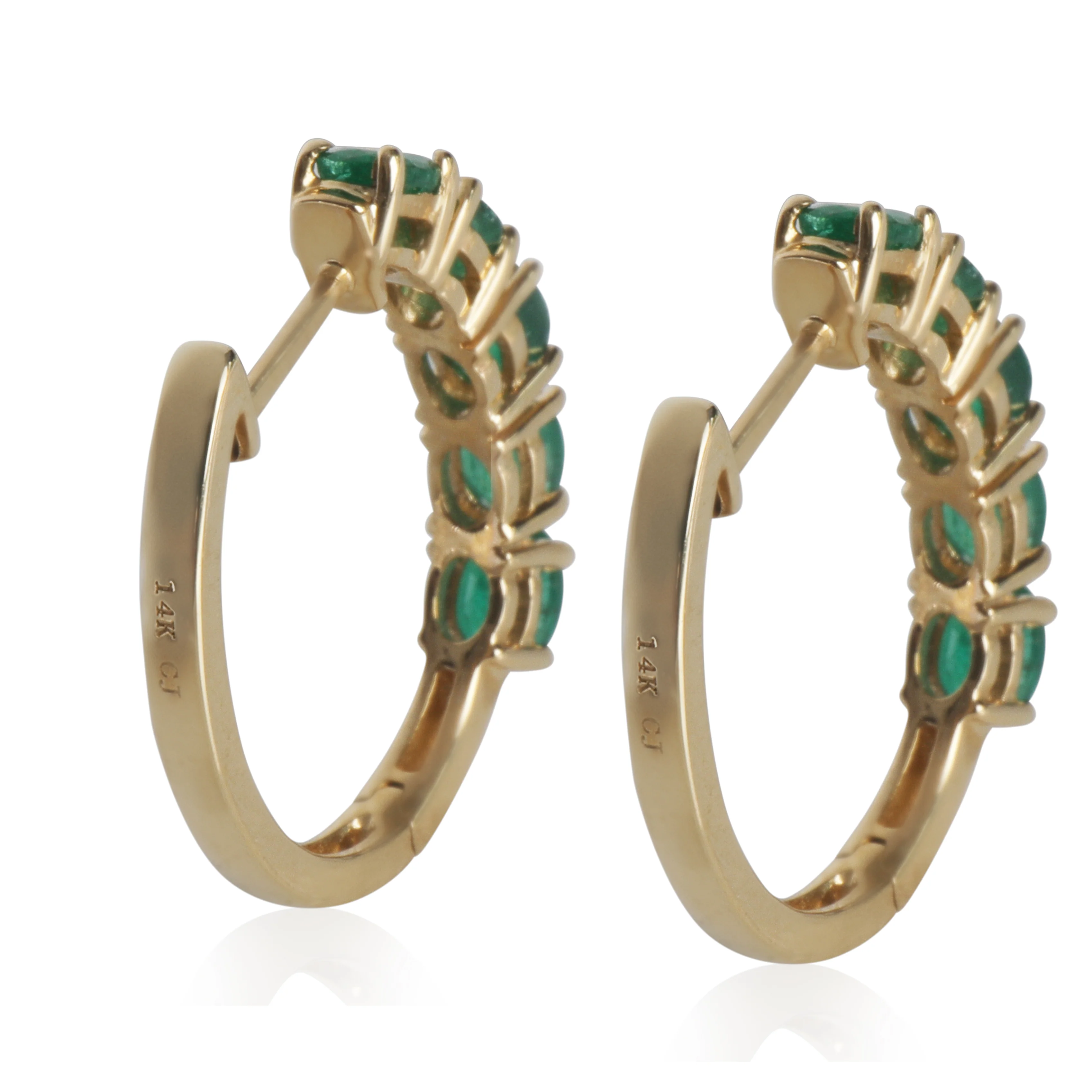 Yellow Gold Emerald Earrings - Image 4