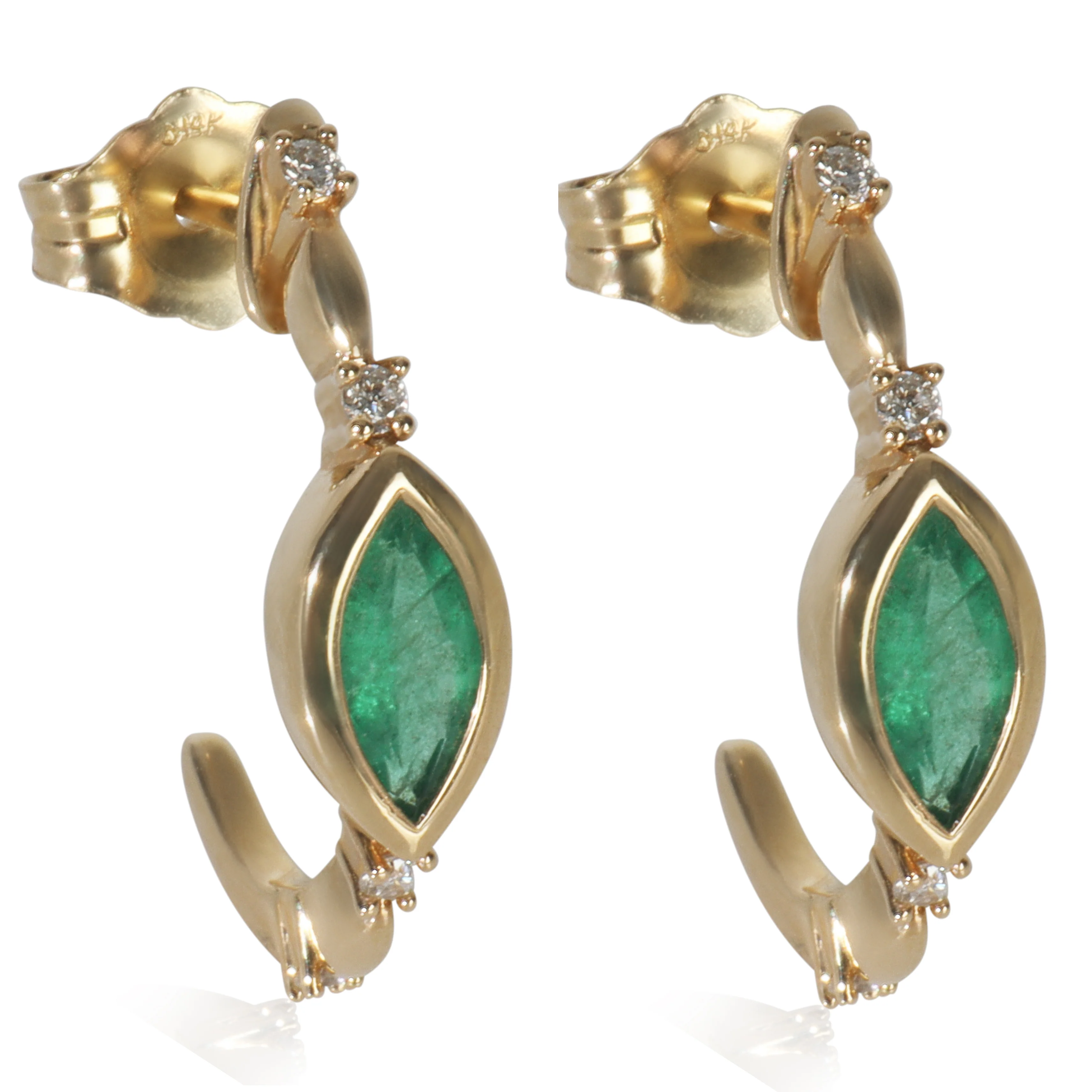 Yellow Gold Emerald and Diamond Earrings