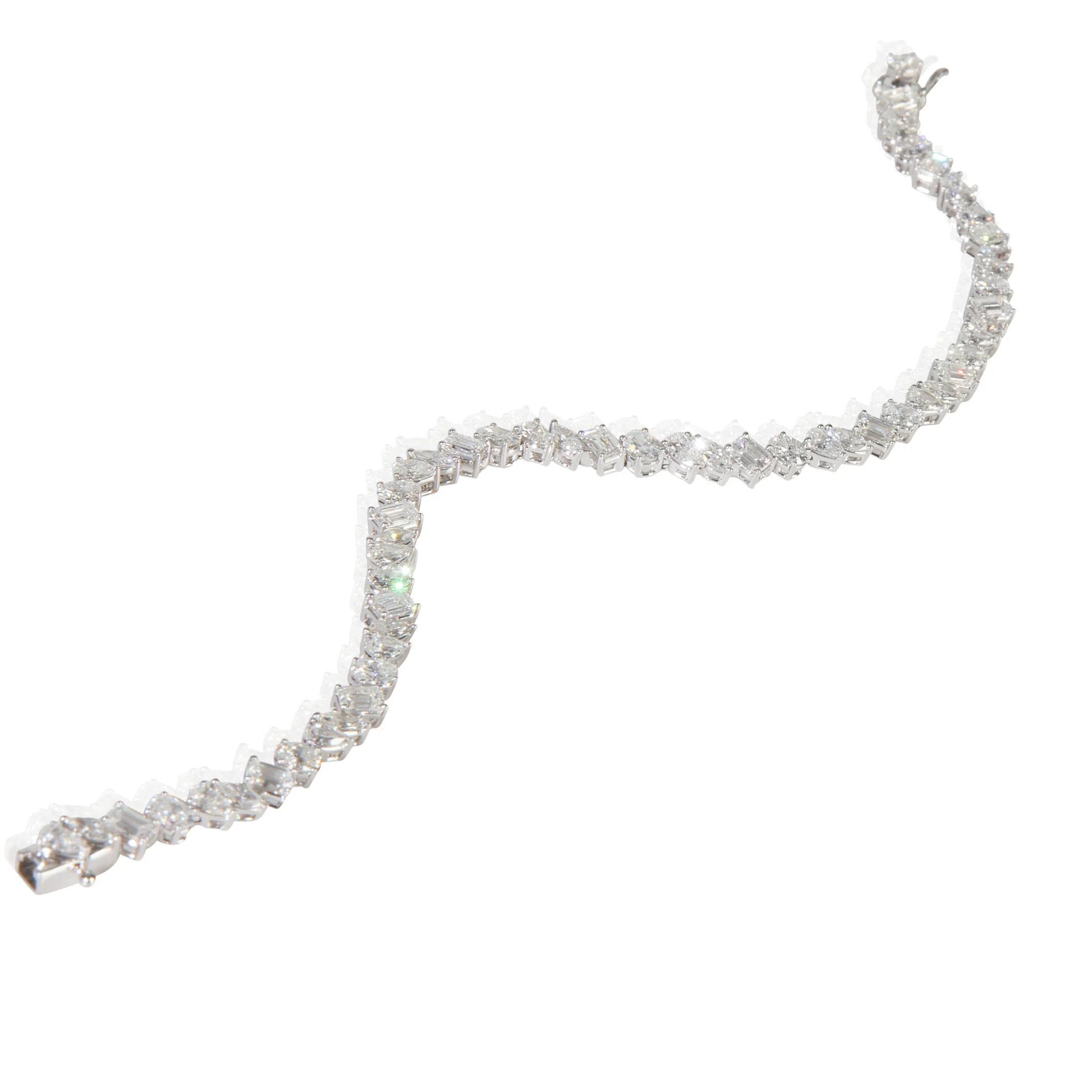 White Gold Diamond Mixed Shape Bracelet - Image 4