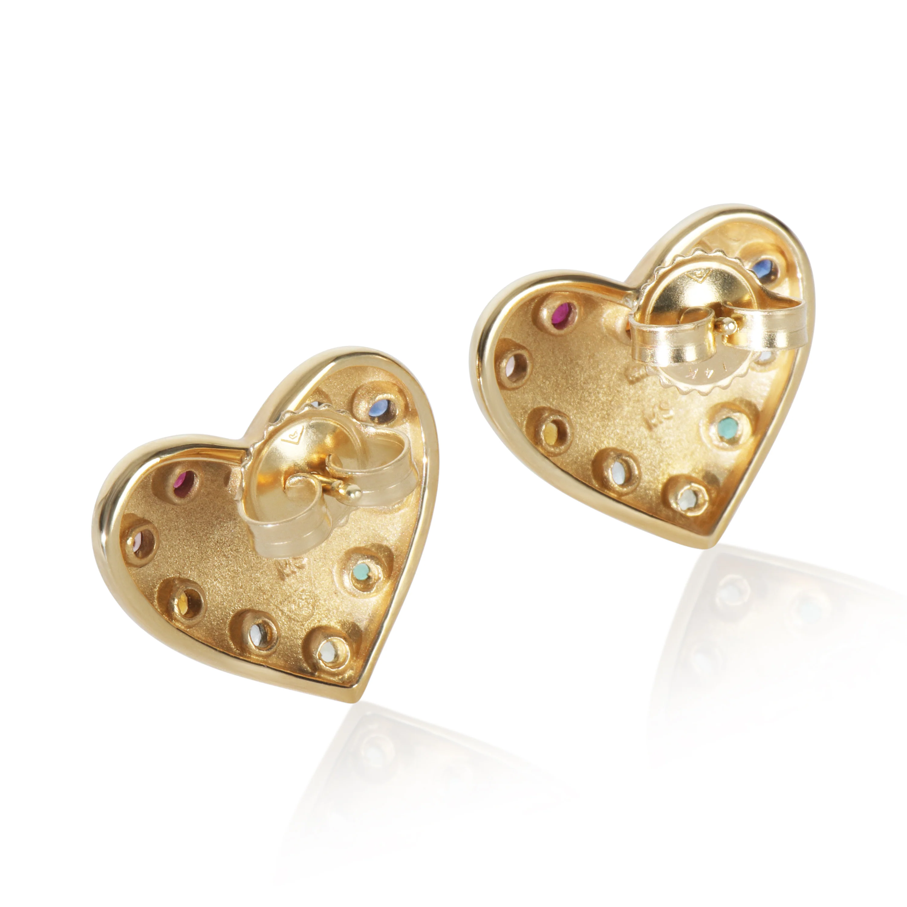 Yellow Gold  Rainbow Gemstone Earrings - Image 4