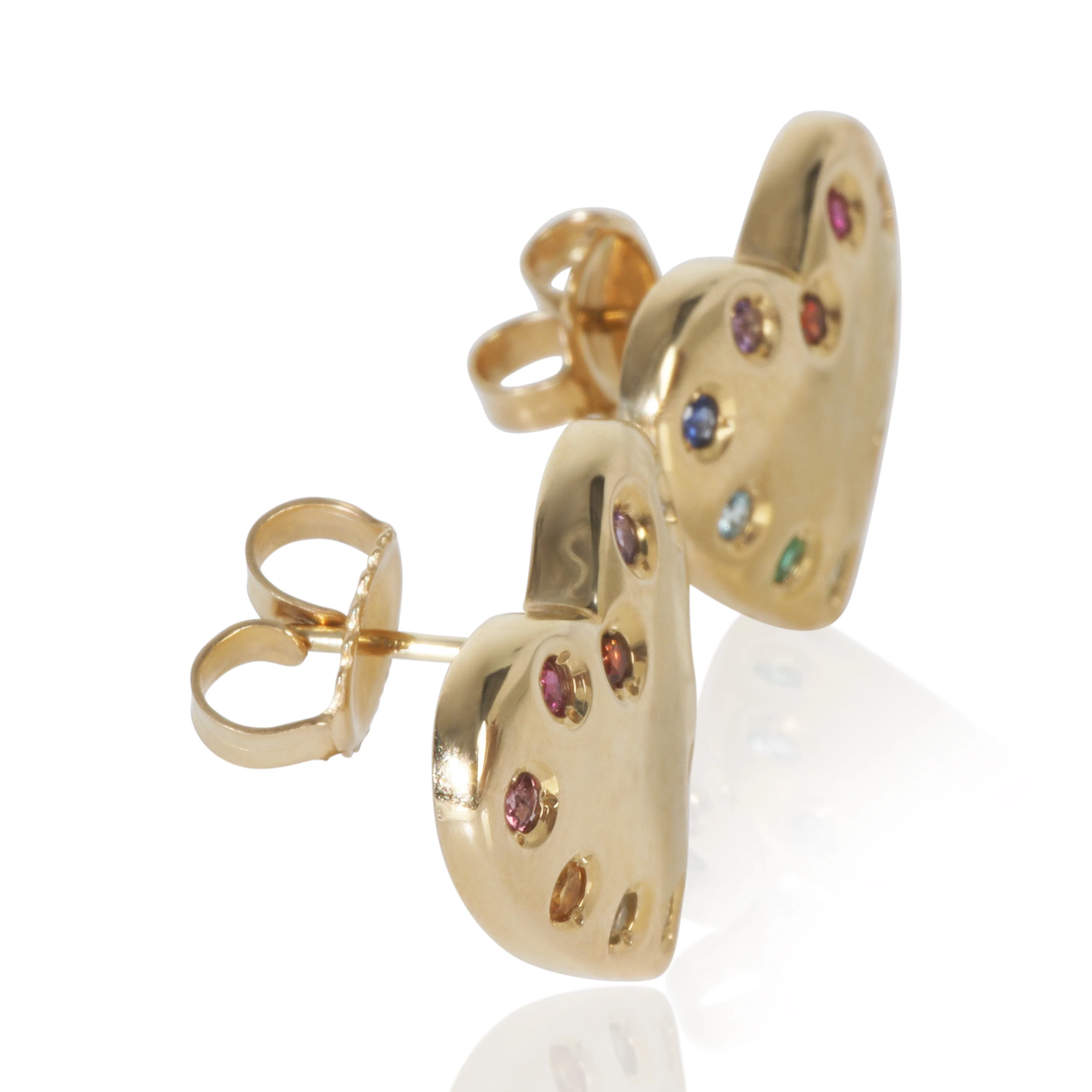 Yellow Gold  Rainbow Gemstone Earrings - Image 2