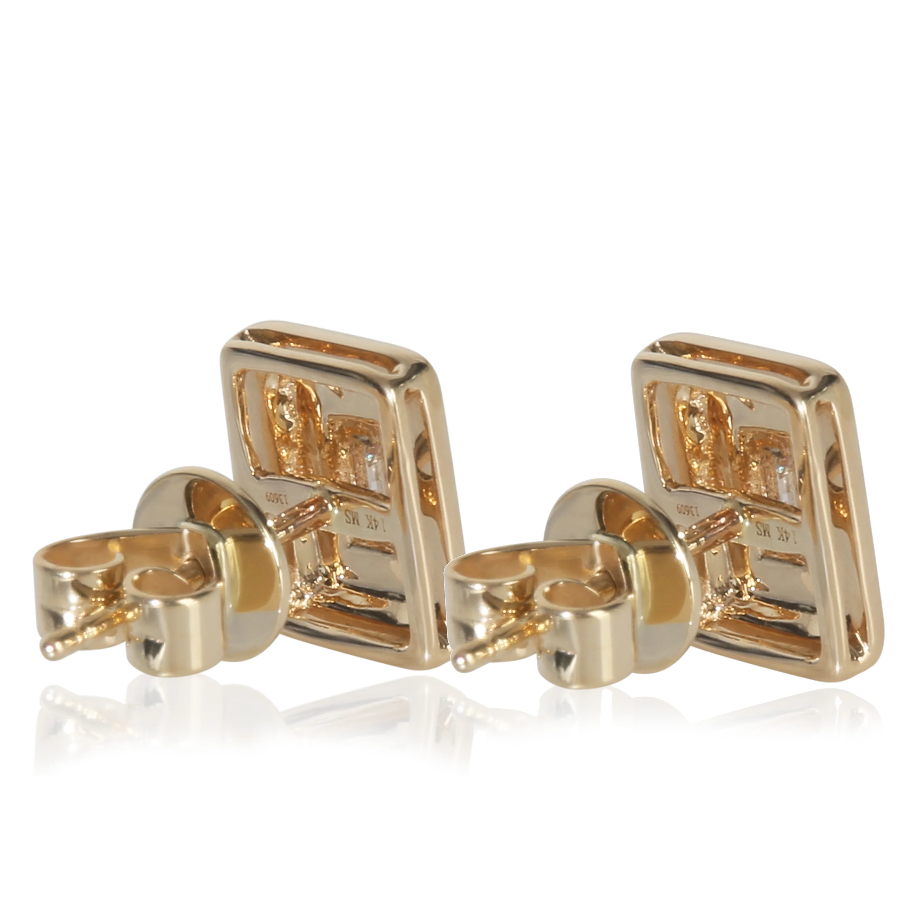 Yellow Gold Diamond & Pink Enamel Earrings - Image 3