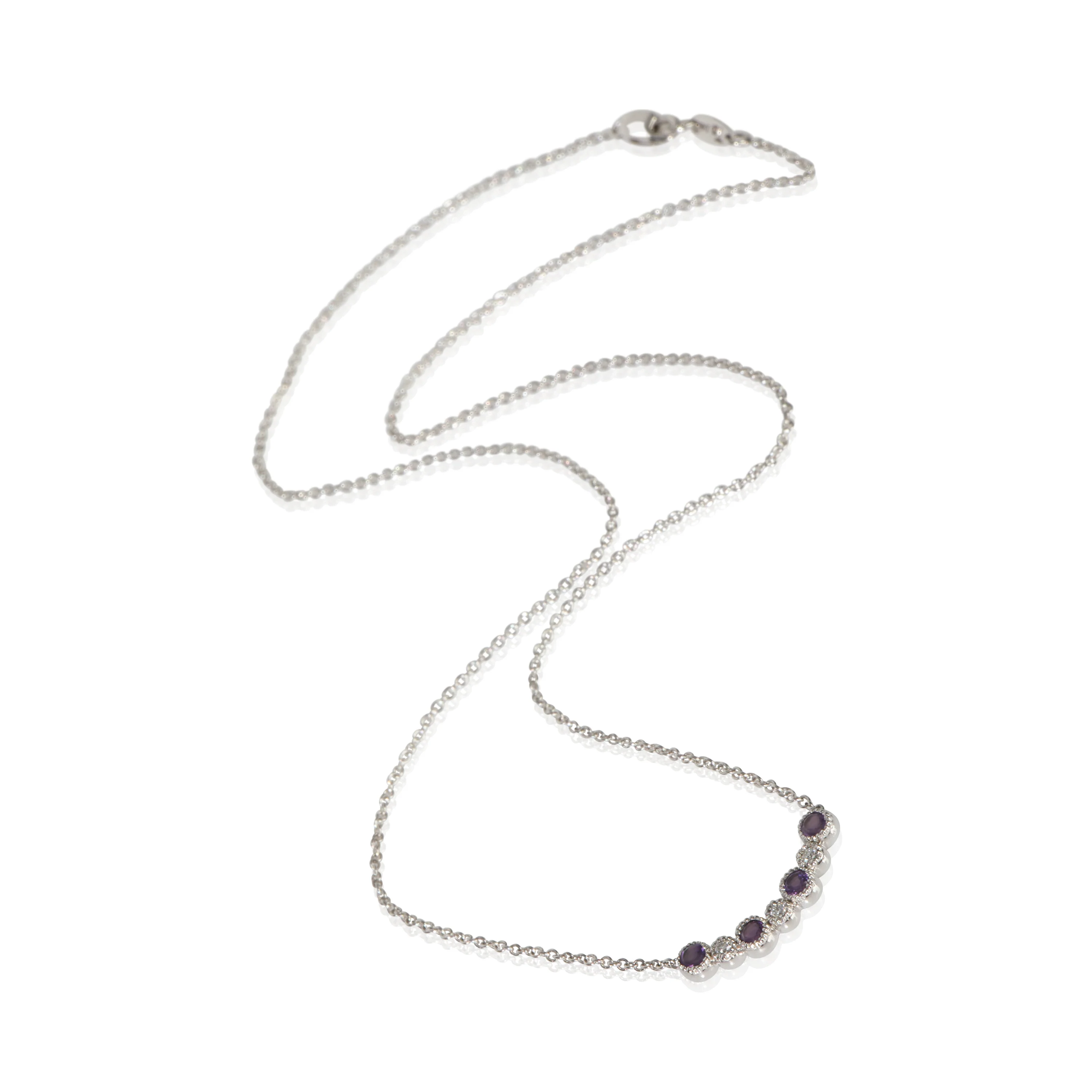 White Gold Amethyst and Diamond Pendant - Image 3