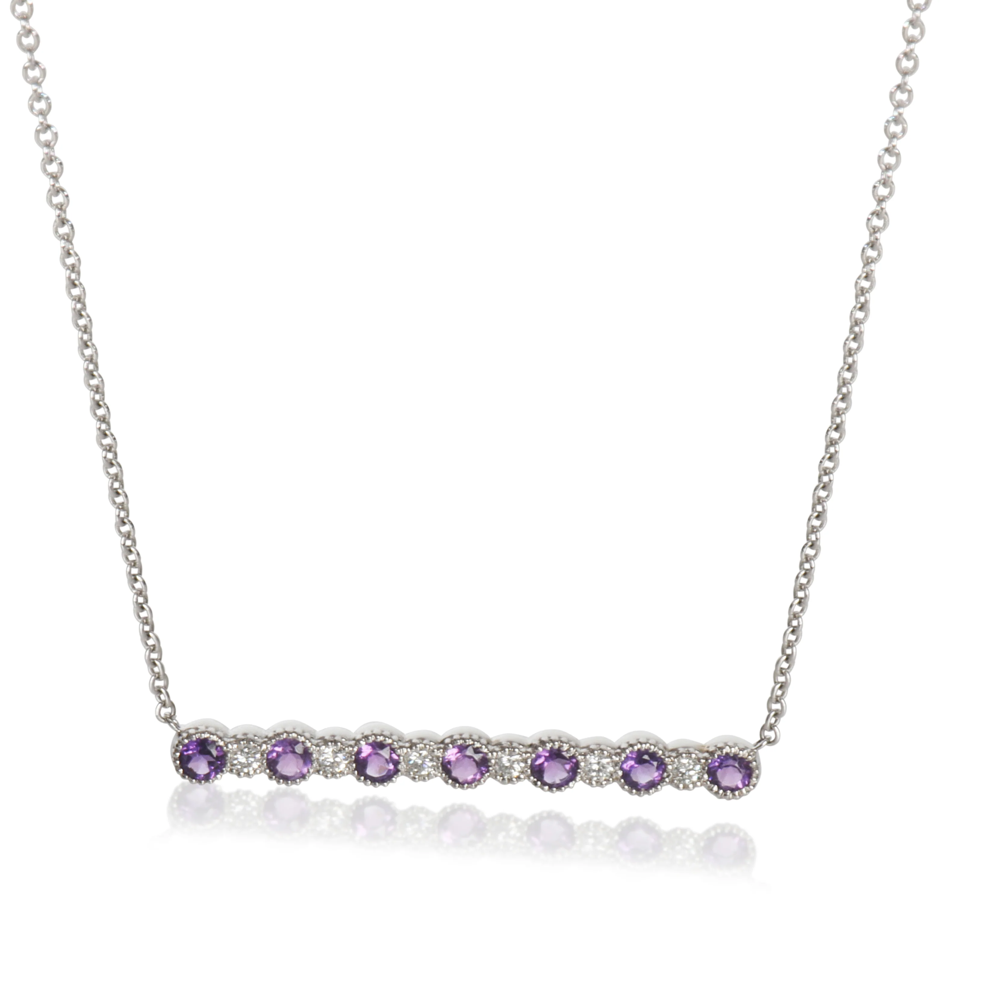 White Gold Amethyst and Diamond Pendant