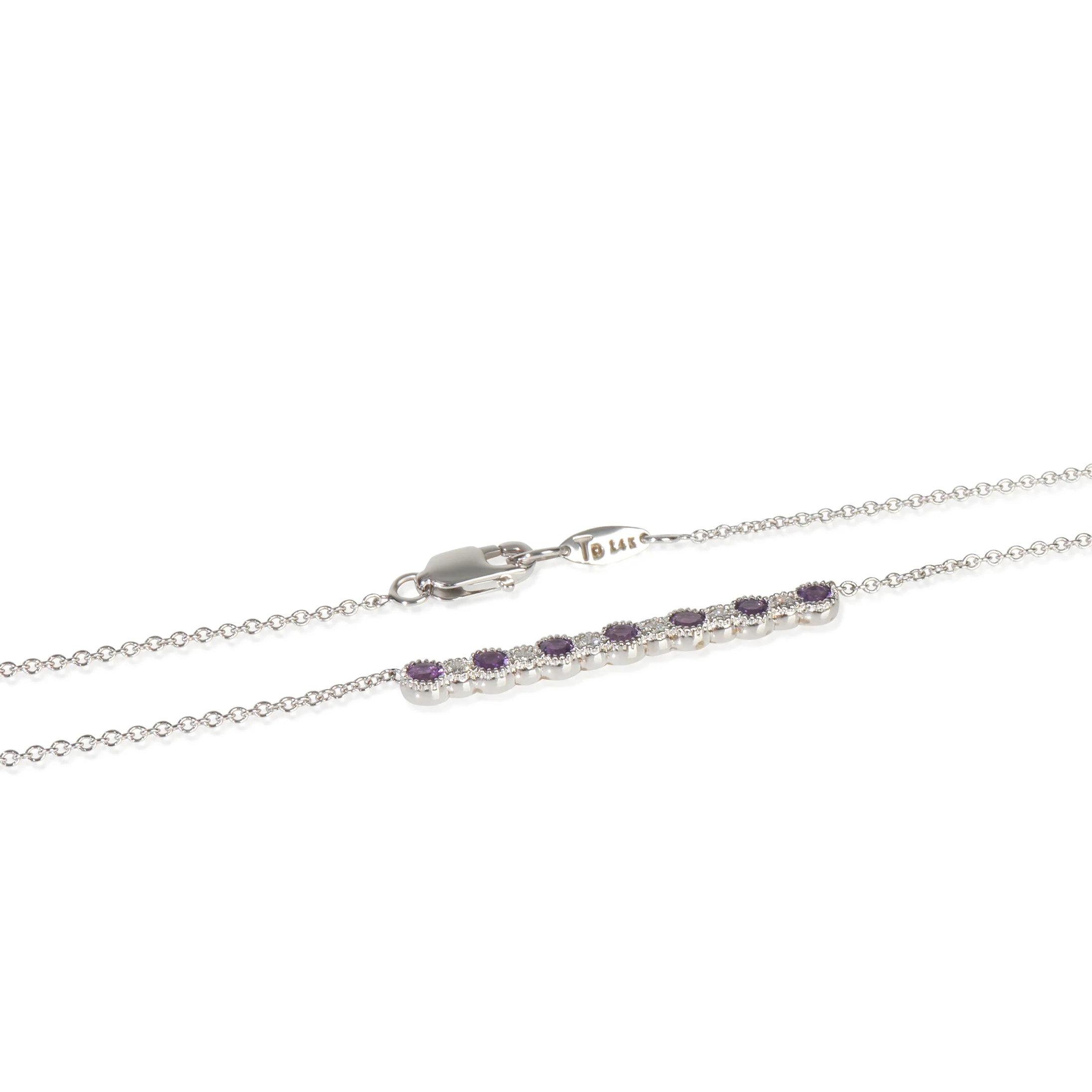White Gold Amethyst and Diamond Pendant - Image 2