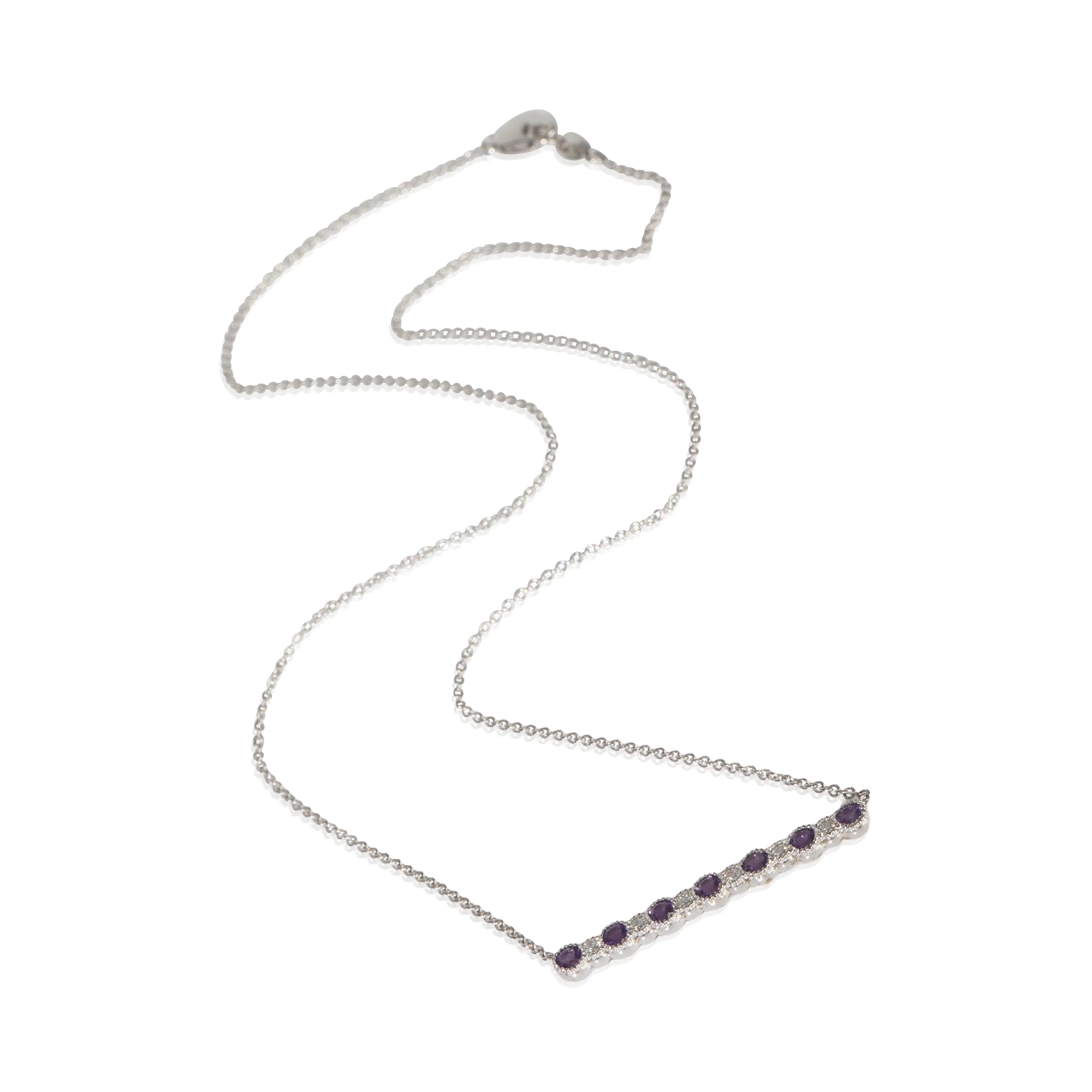 White Gold Amethyst and Diamond Pendant - Image 3