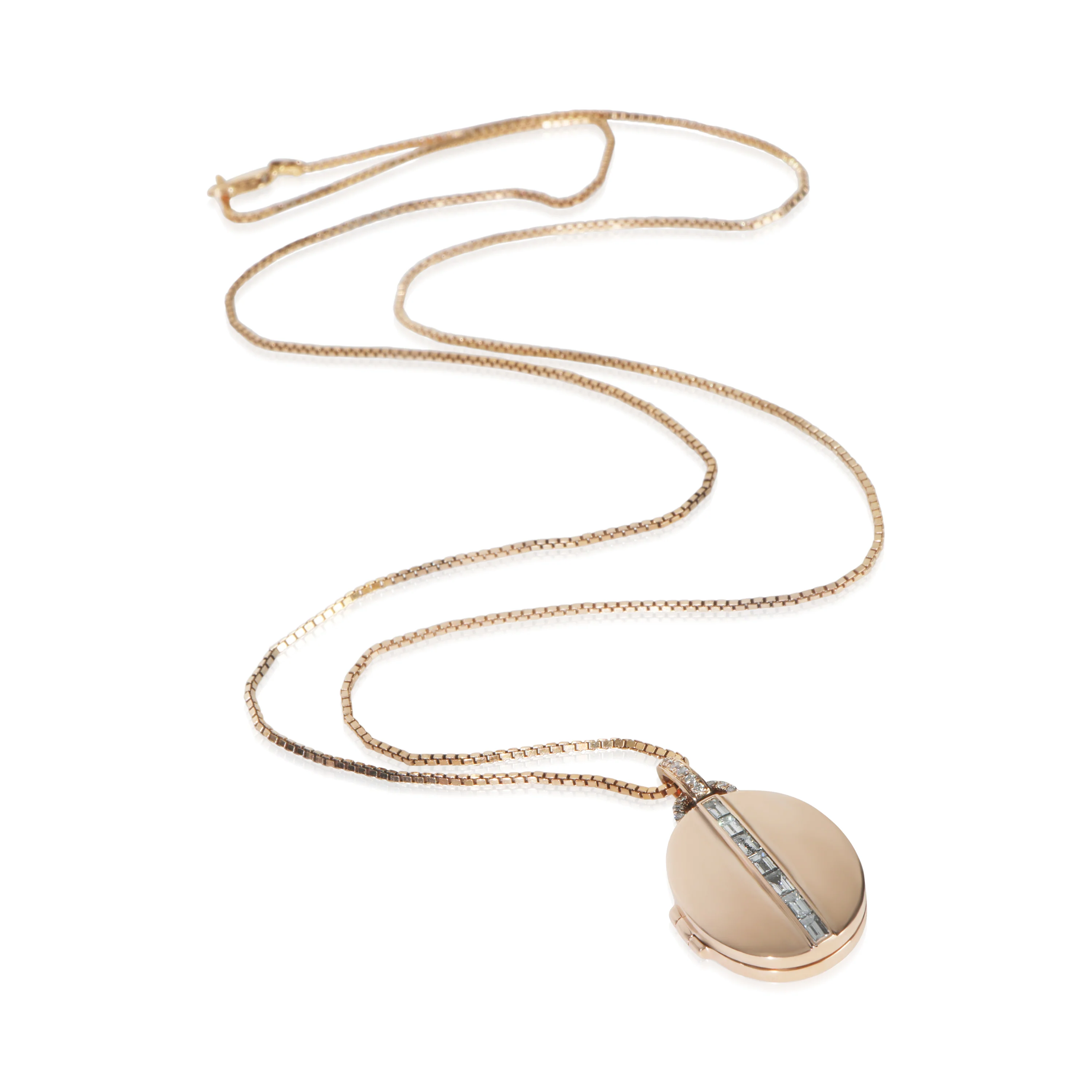 Rose Gold Diamond Oval Locket Pendant - Image 3