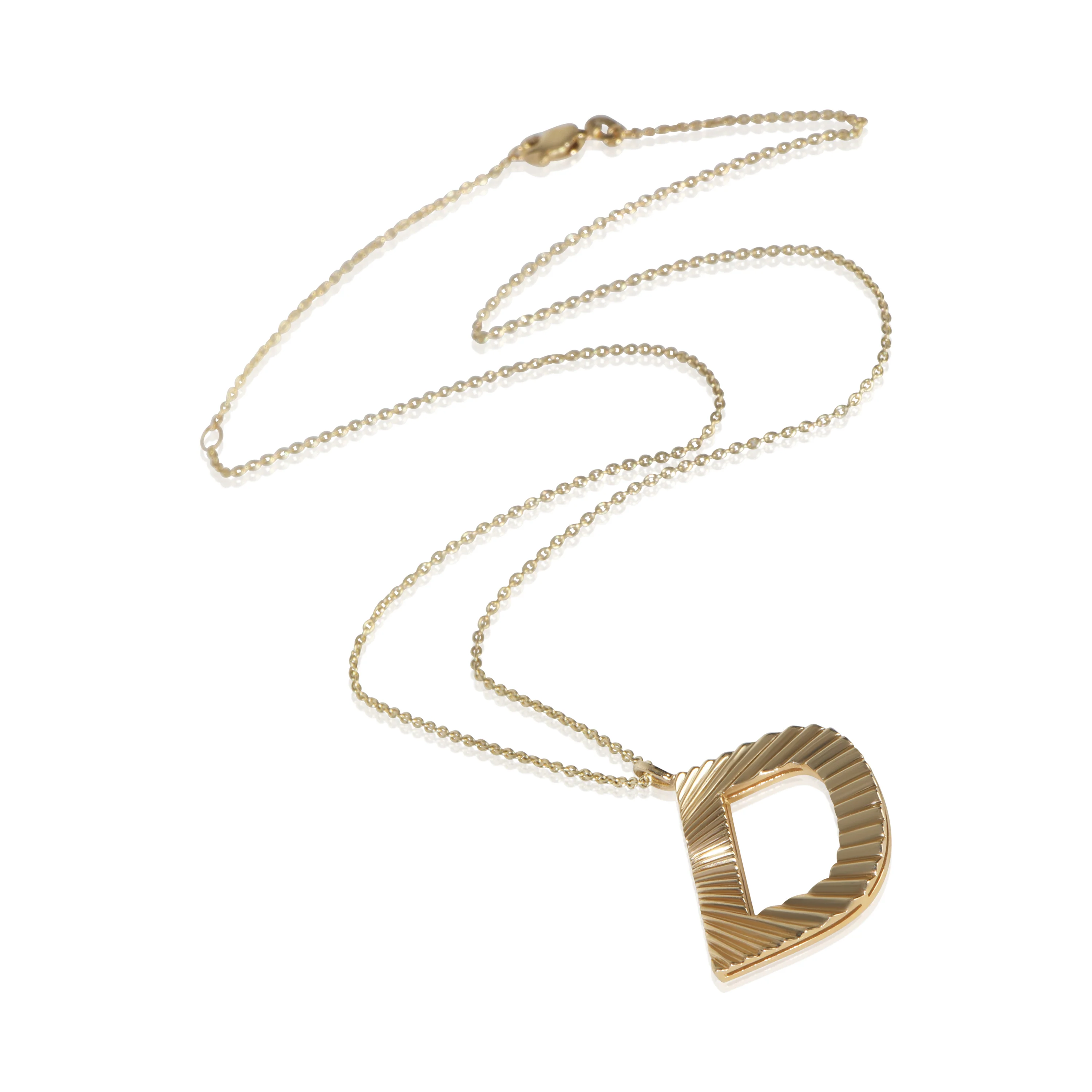 Yellow Gold  Sunburst Initial D Pendant - Image 3