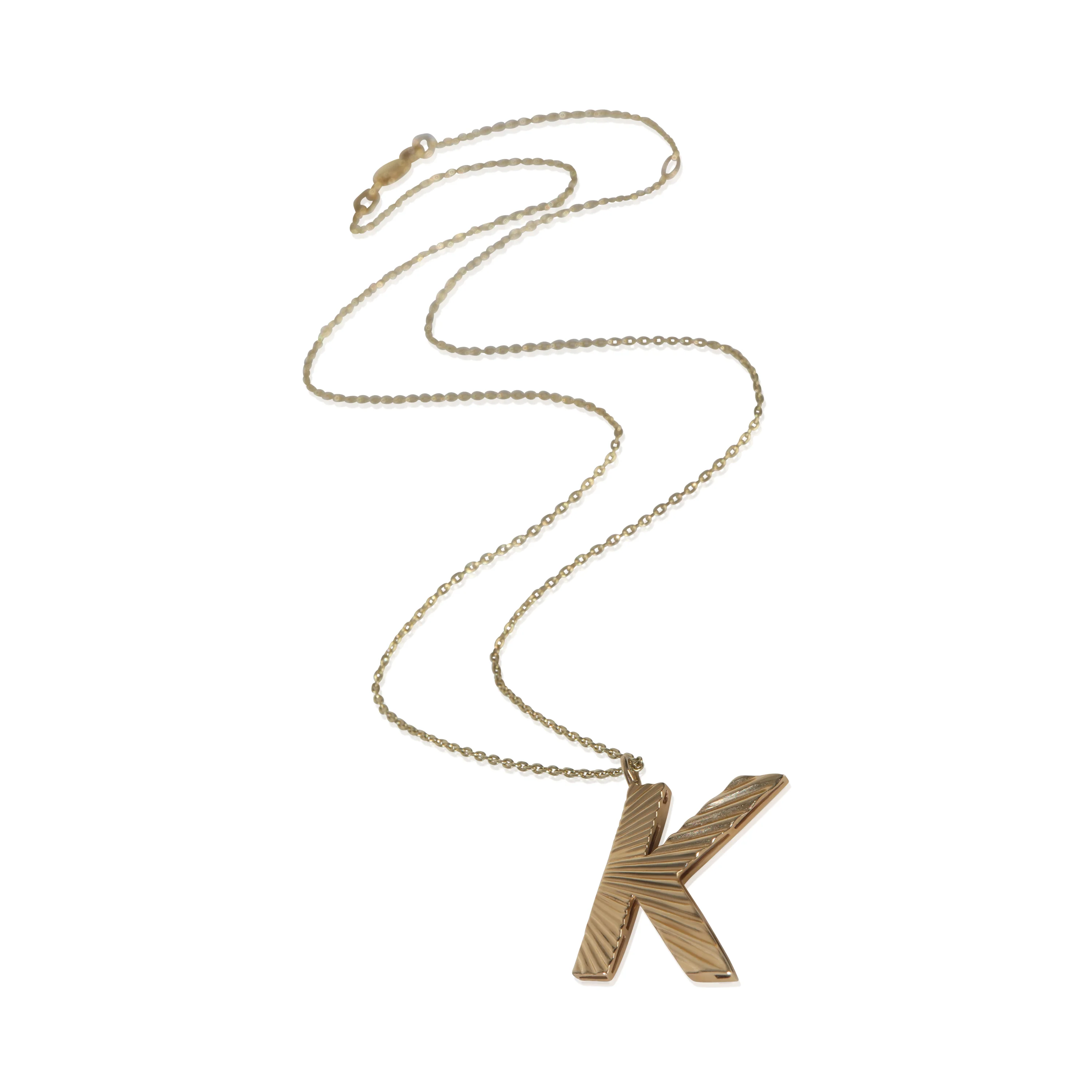 Yellow Gold  Sunburst Initial K Pendant - Image 3