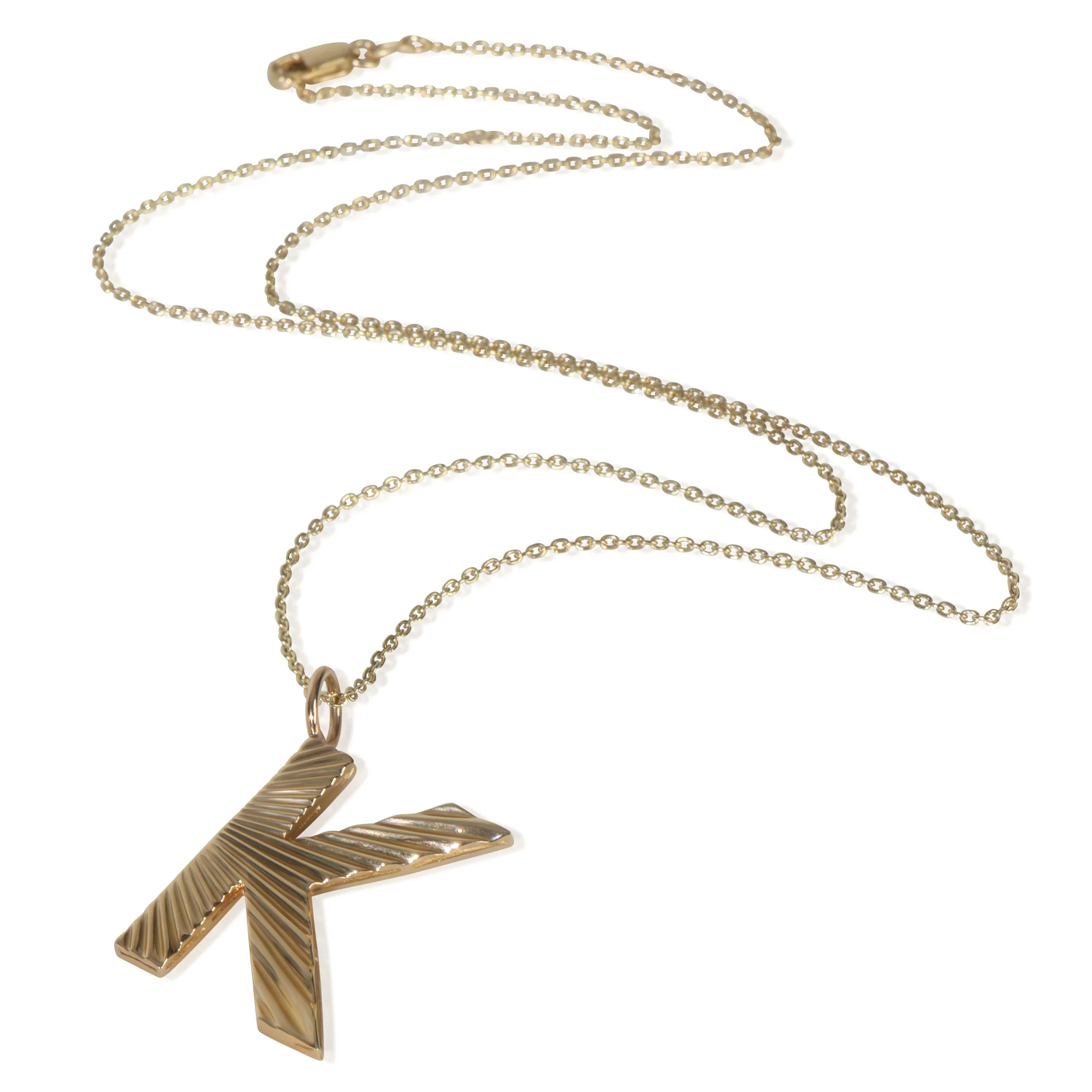 Yellow Gold Sunburst Initial K Pendant - Image 3