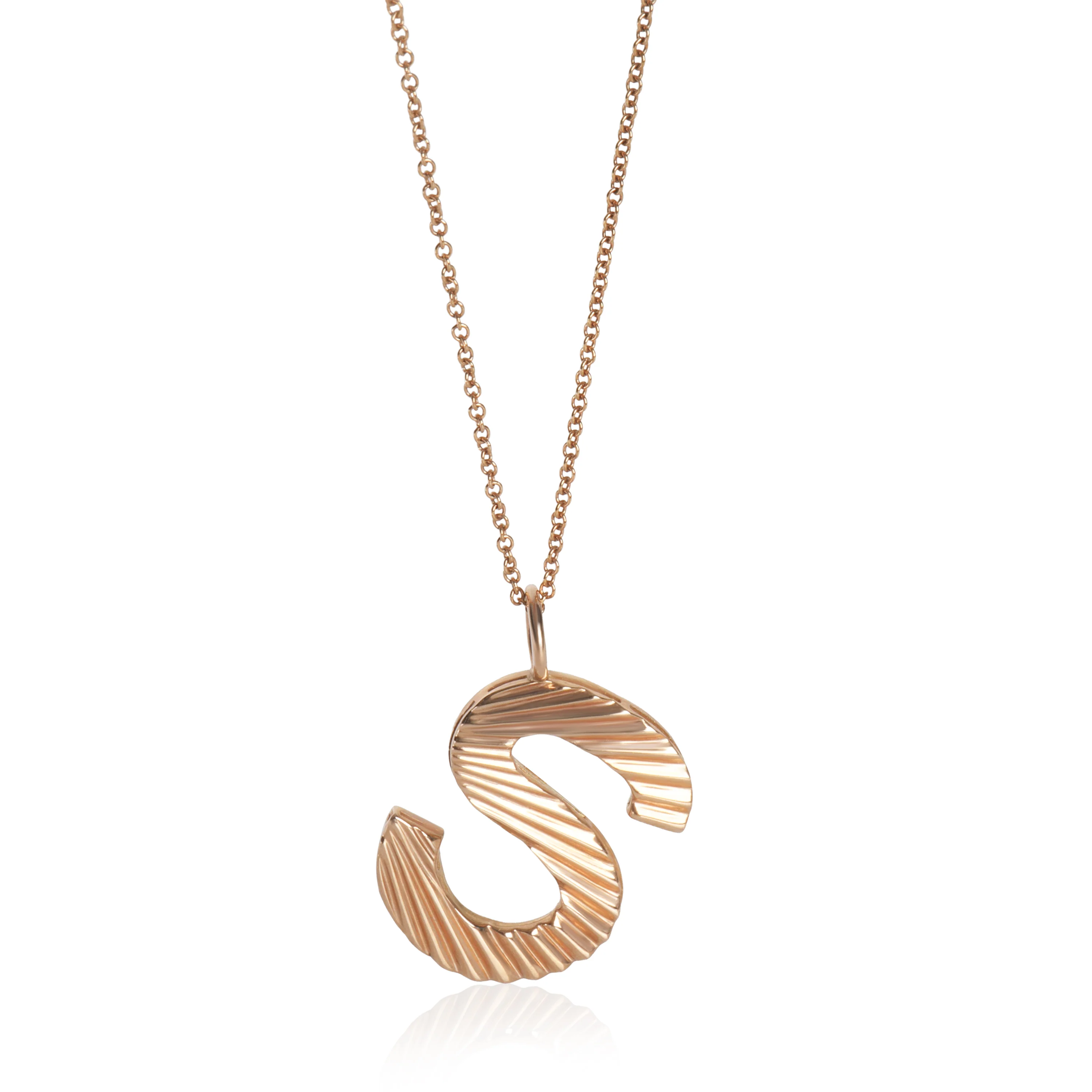 Rose Gold  Sunburst Initial S Pendant