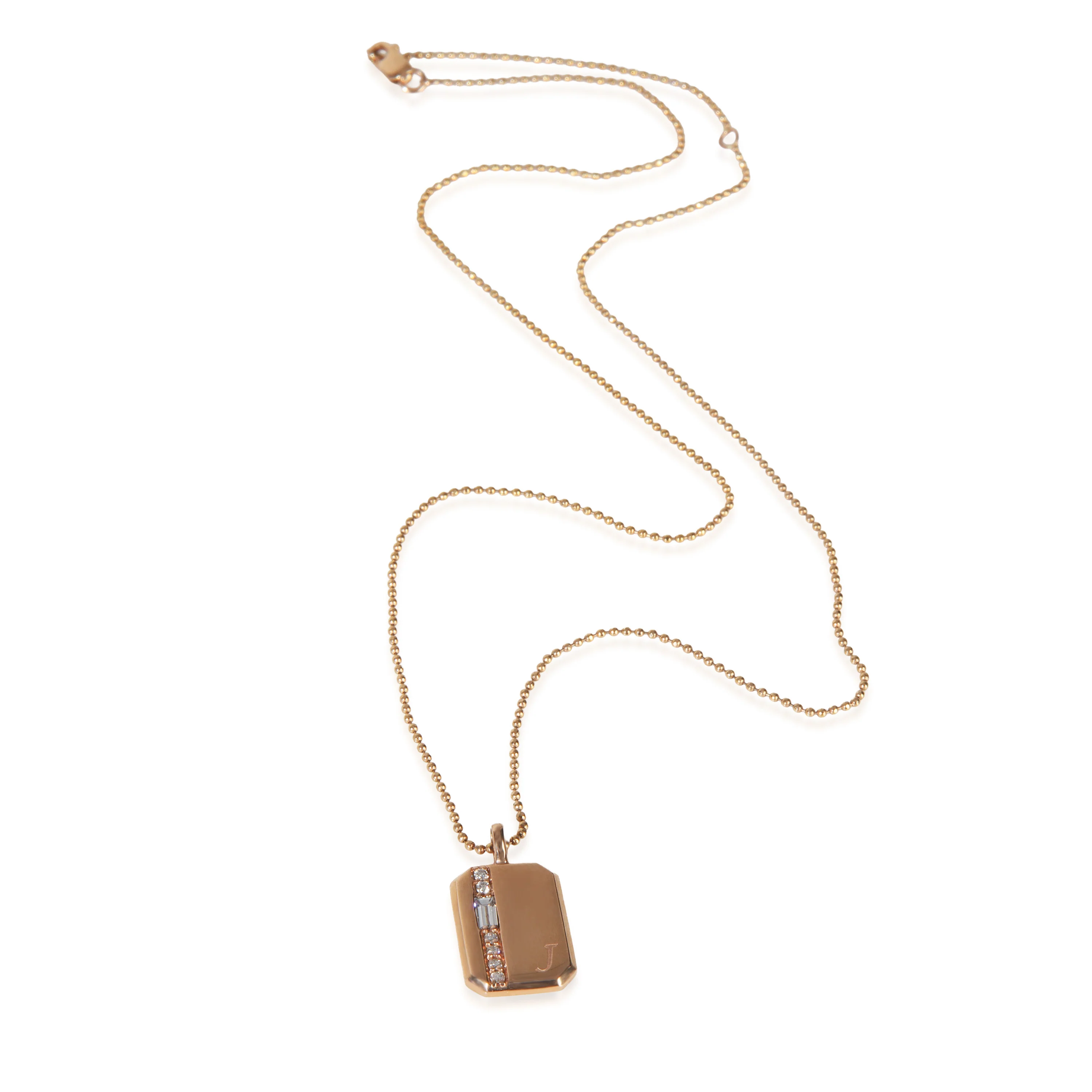 Rose Gold Diamond Mini Tag With Initial J Pendant - Image 2