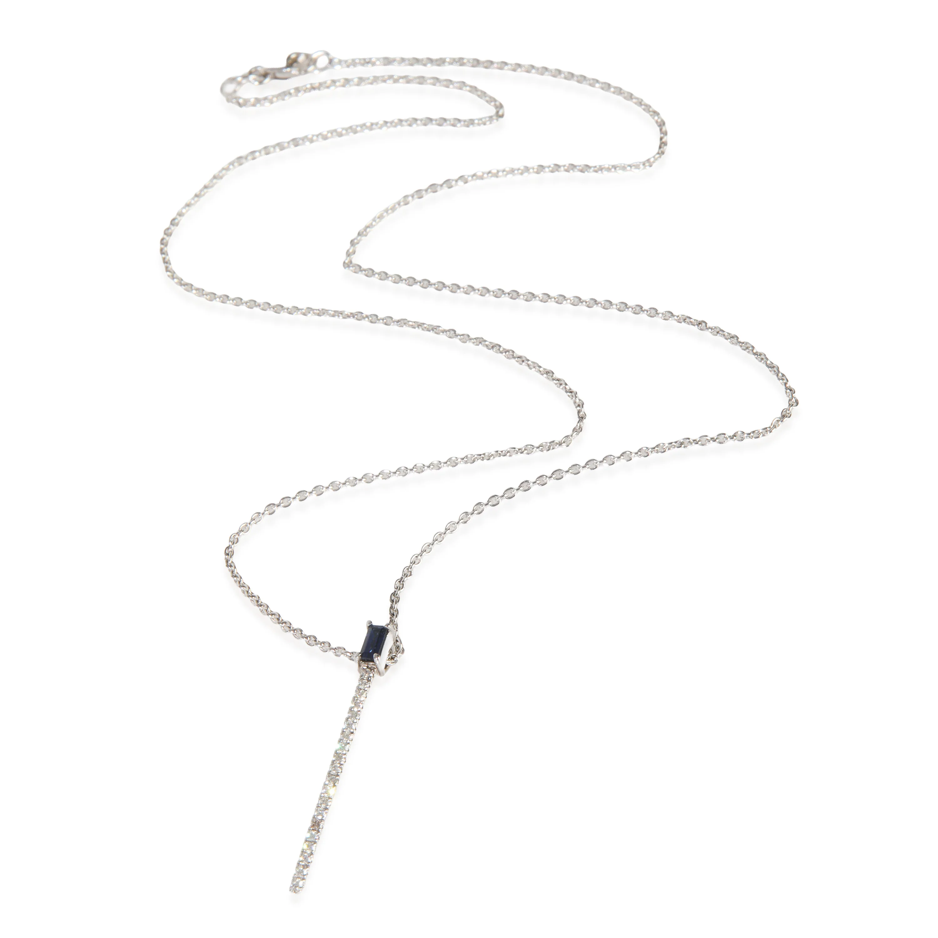 White Gold Sapphire and Diamond Stick Pendant - Image 2