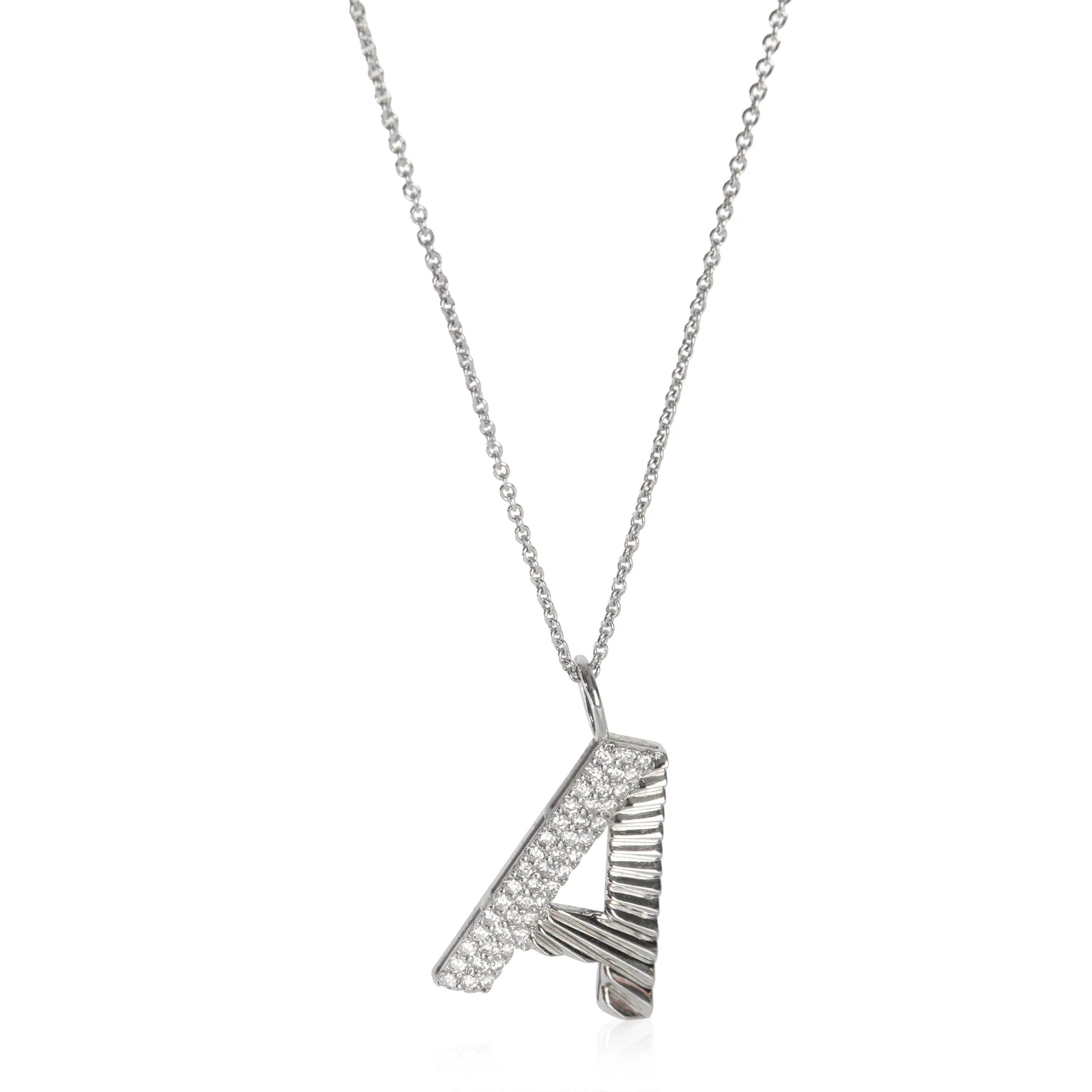 White Gold Diamond Large Initial A Pendant