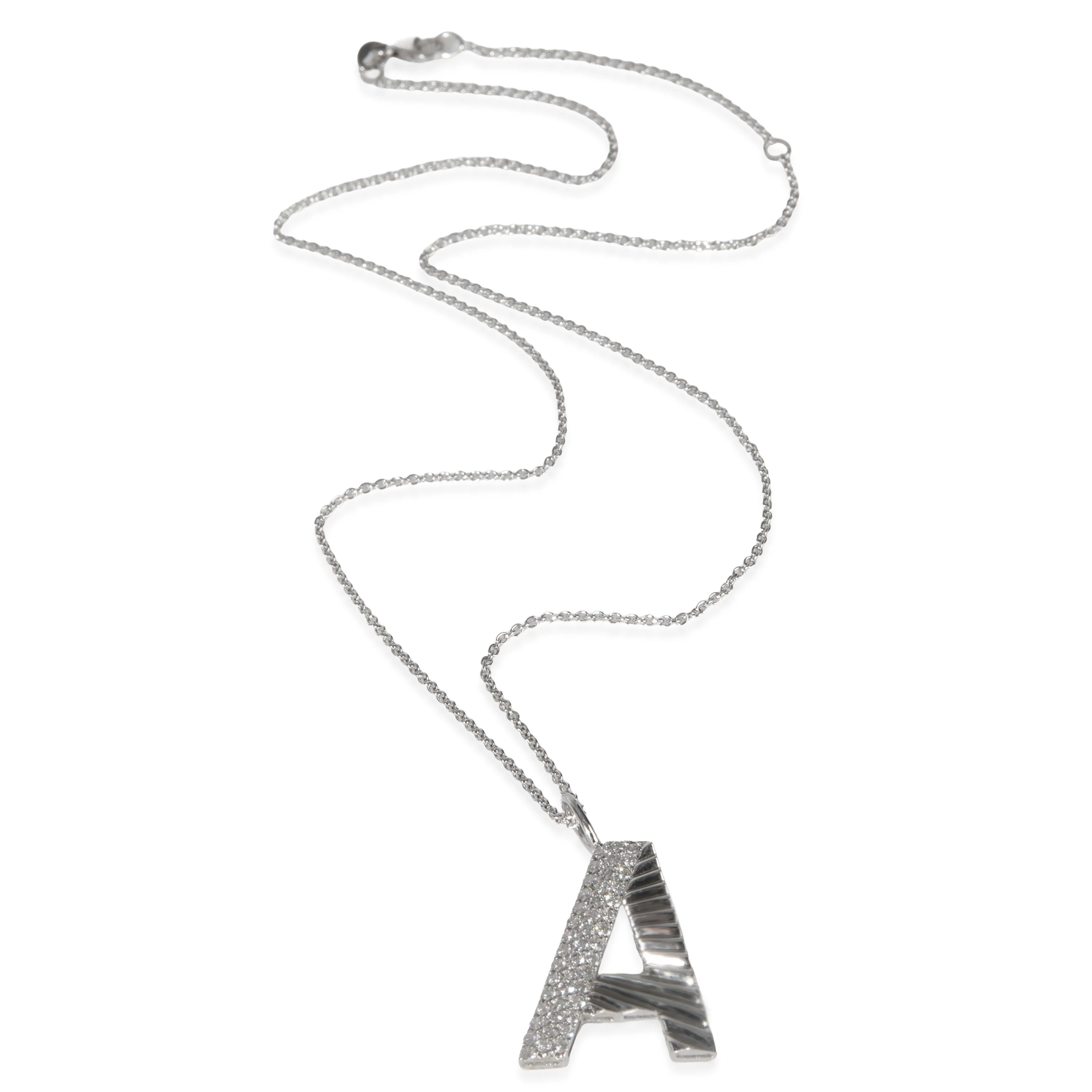 White Gold Diamond Large Initial A Pendant - Image 2
