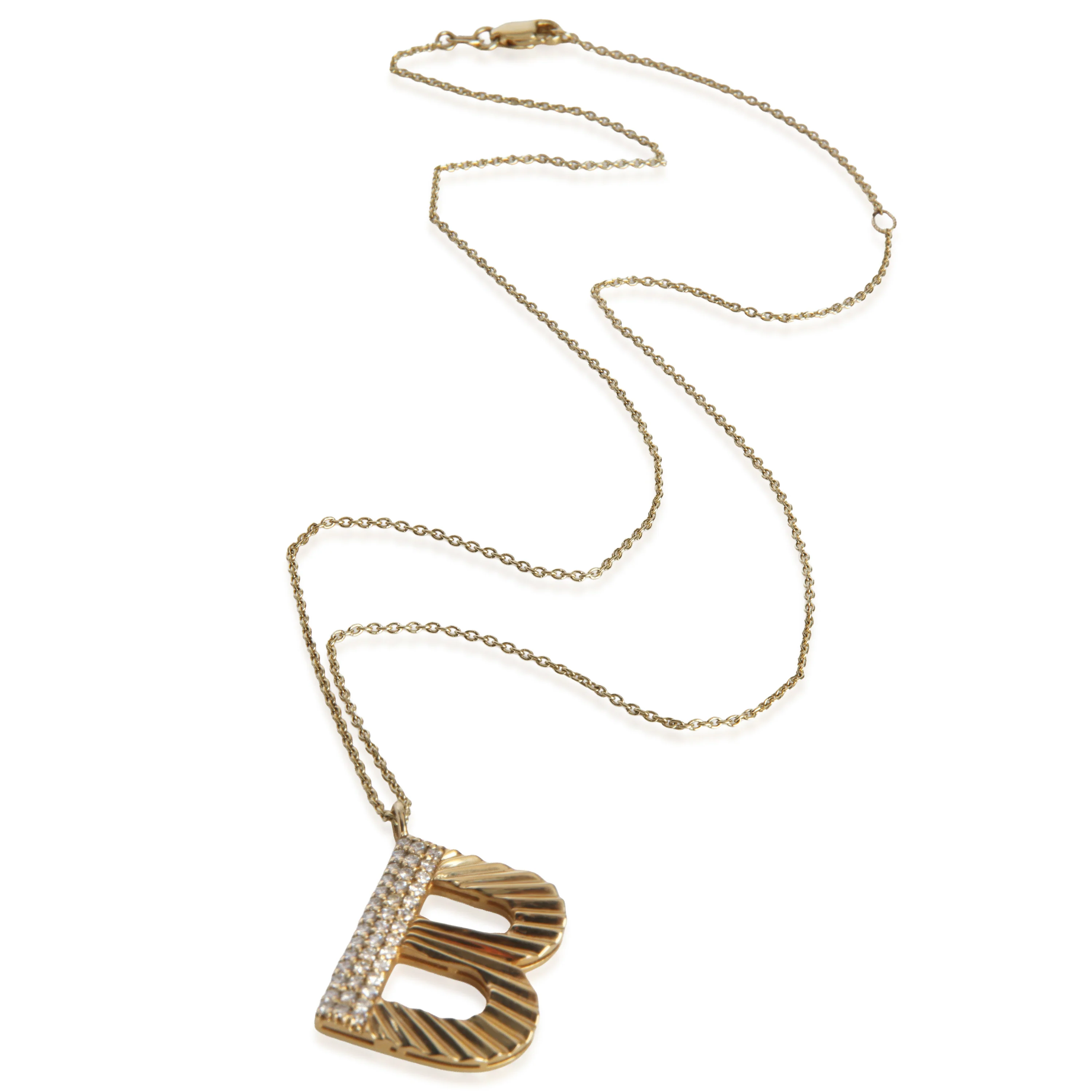 Yellow Gold Diamond Large Initial B Pendant - Image 2