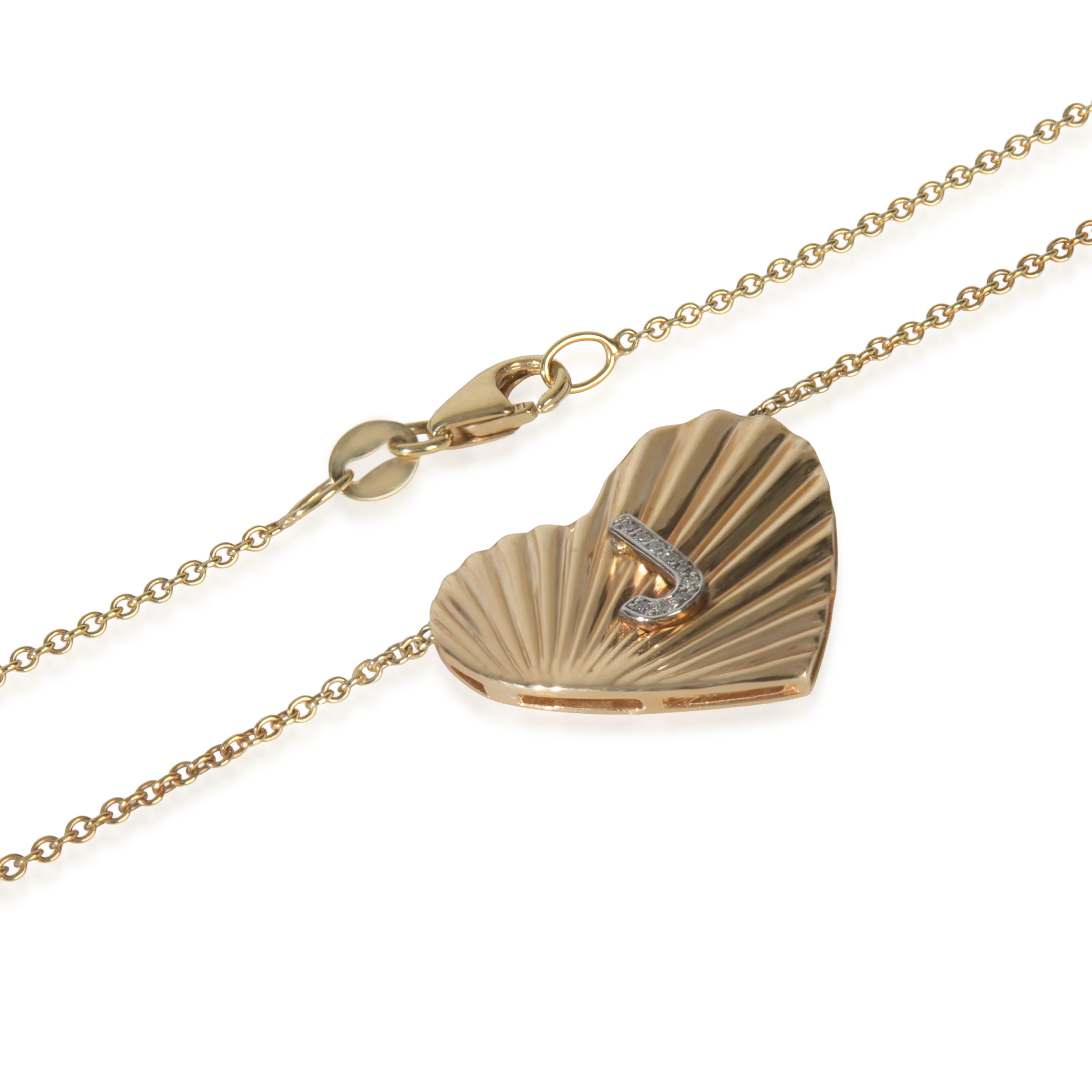 Yellow Gold Diamond Heart With Initial J Pendant - Image 3