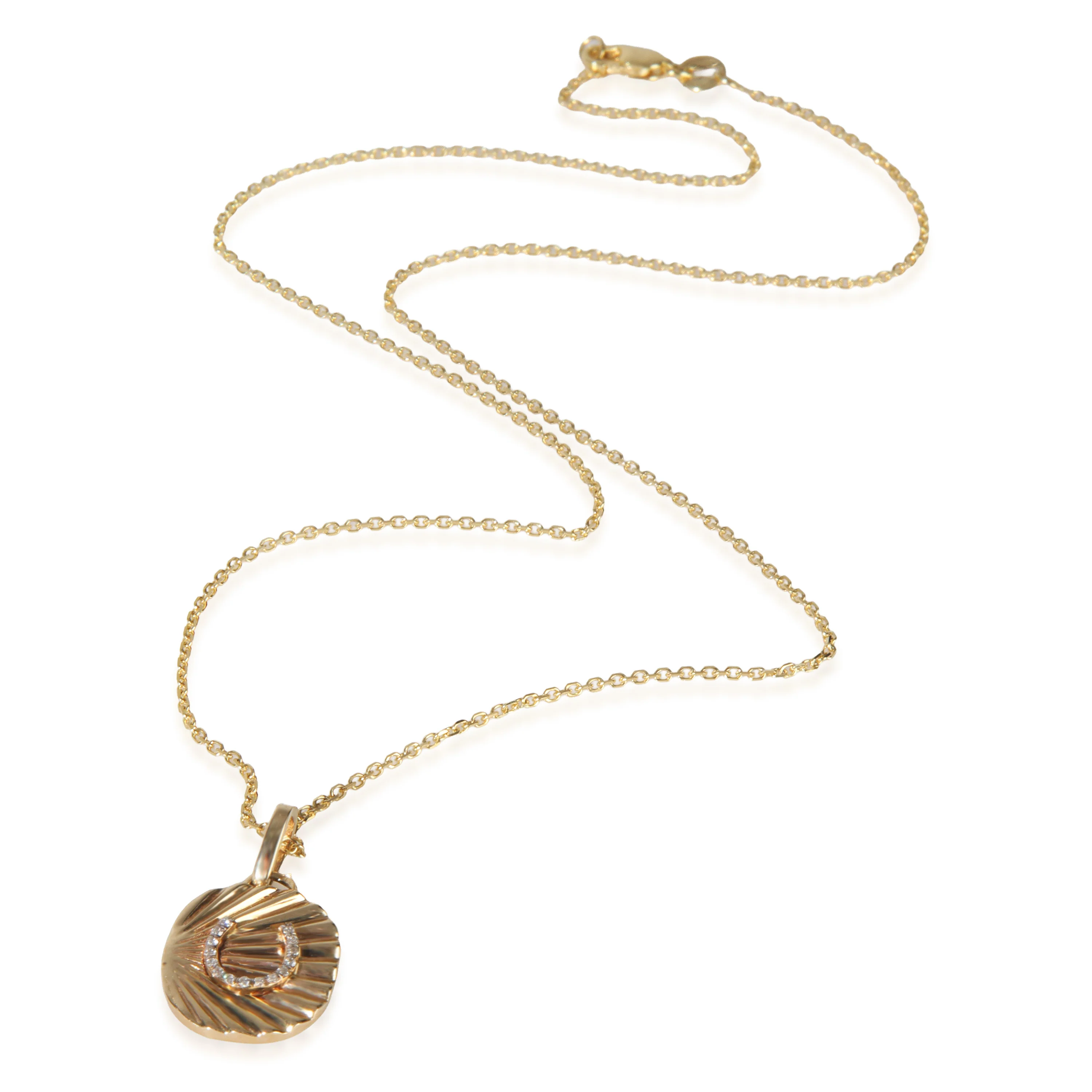 Yellow Gold Diamond Oval Disc With Horseshoe Pendant - Image 2