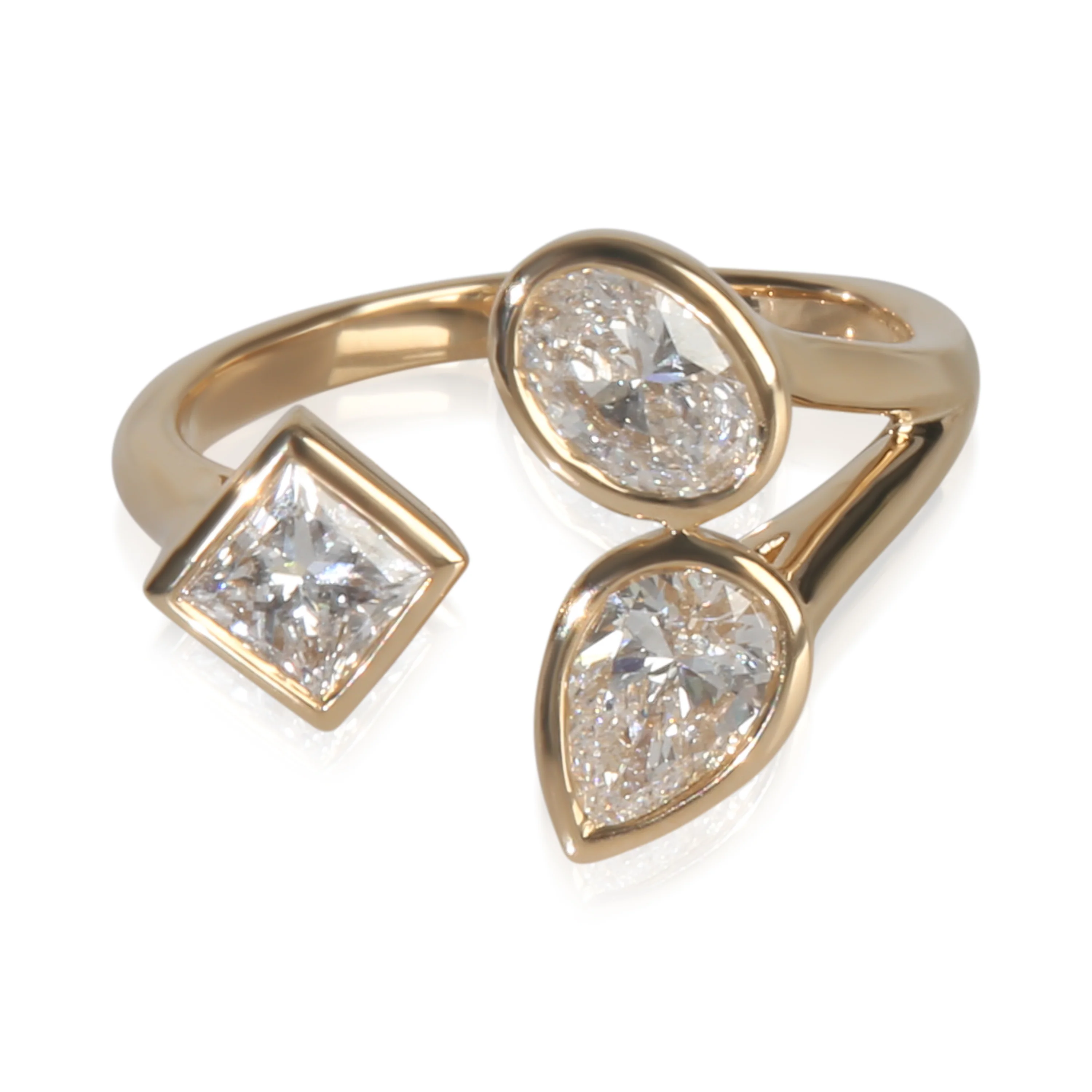 1.51 ctw Yellow Gold Lab-Grown Diamond Bypass Ring