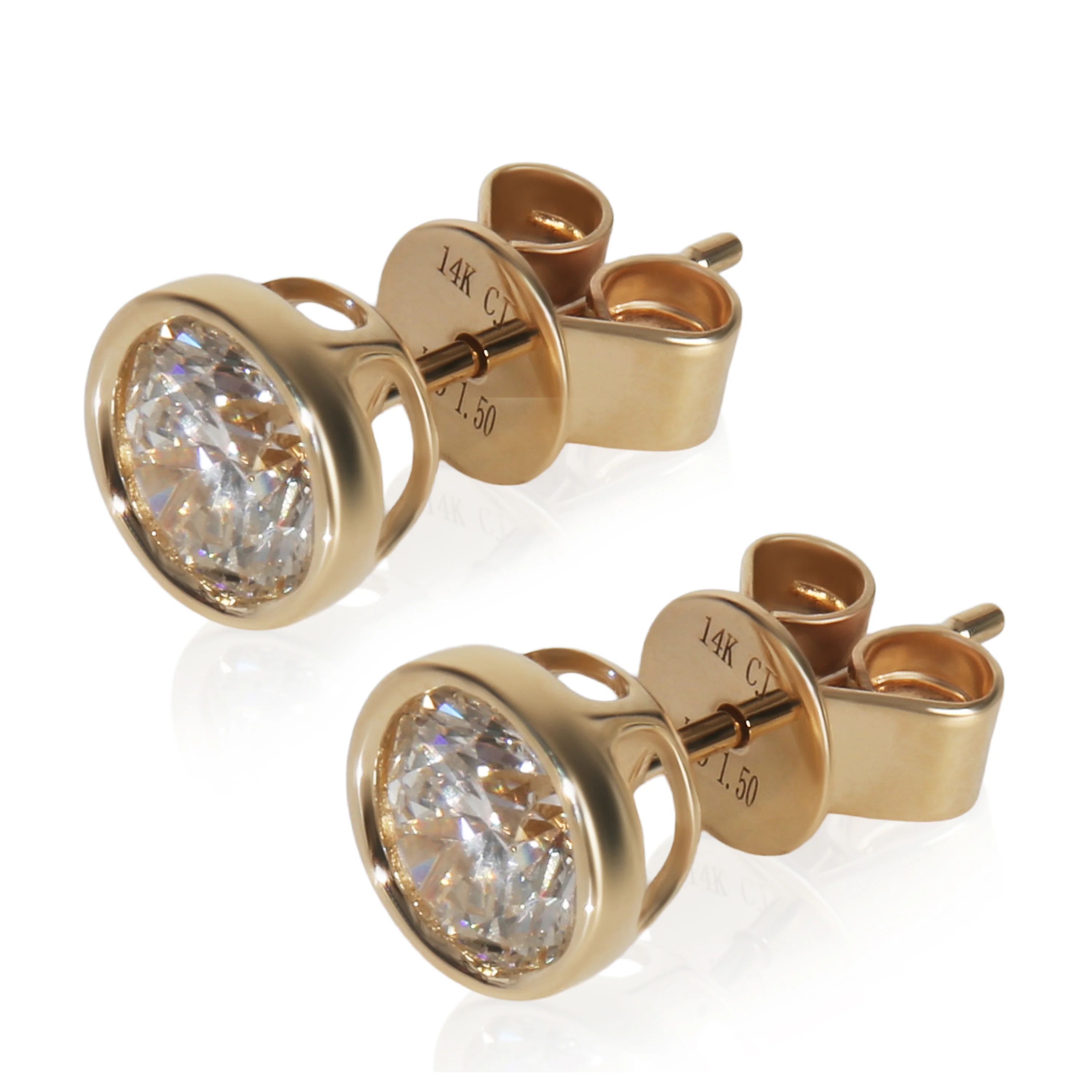 1.52 ctw Yellow Gold Lab-Grown Diamond Stud Earring - Image 2