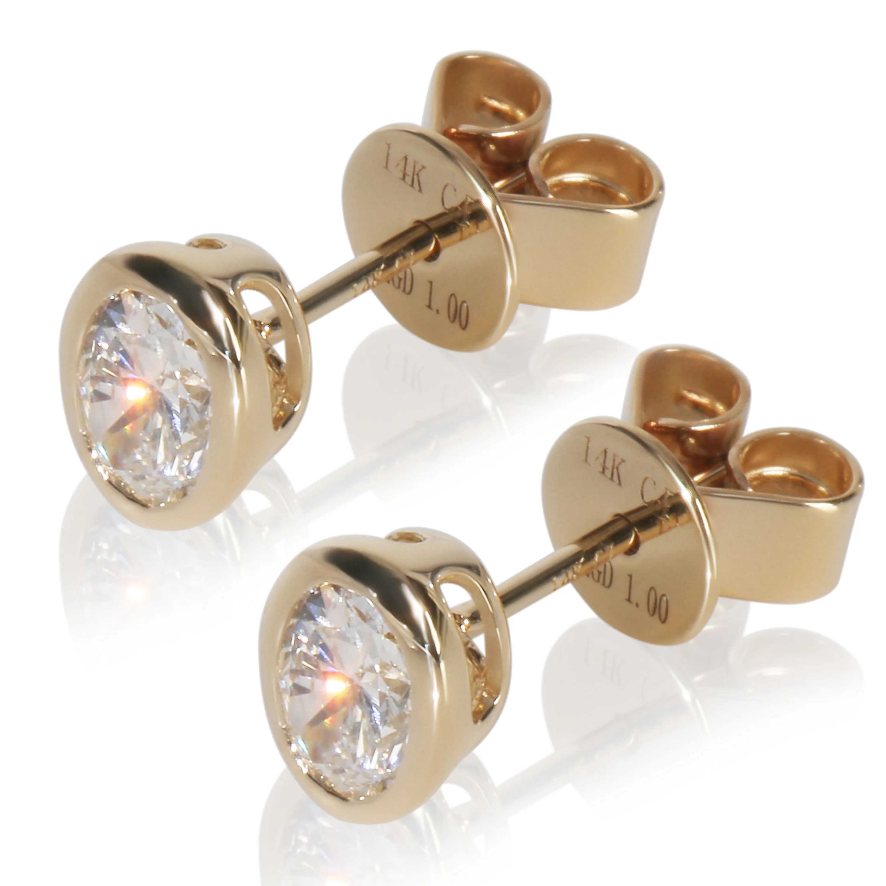 1.03 ctw Yellow Gold Lab-Grown Diamond Earrings - Image 3