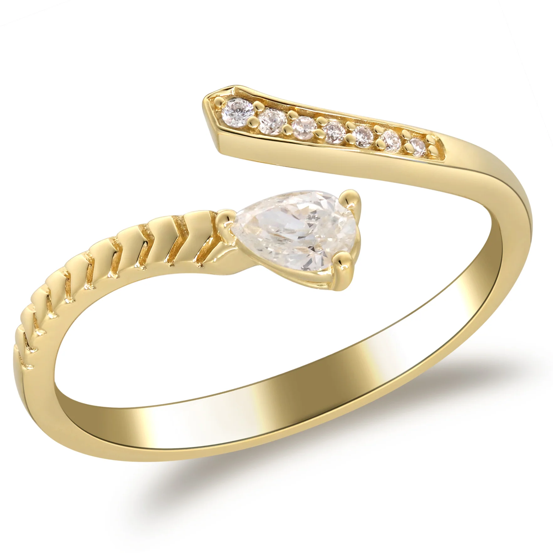 Yellow Gold Diamond Bypass Ring - Image 2