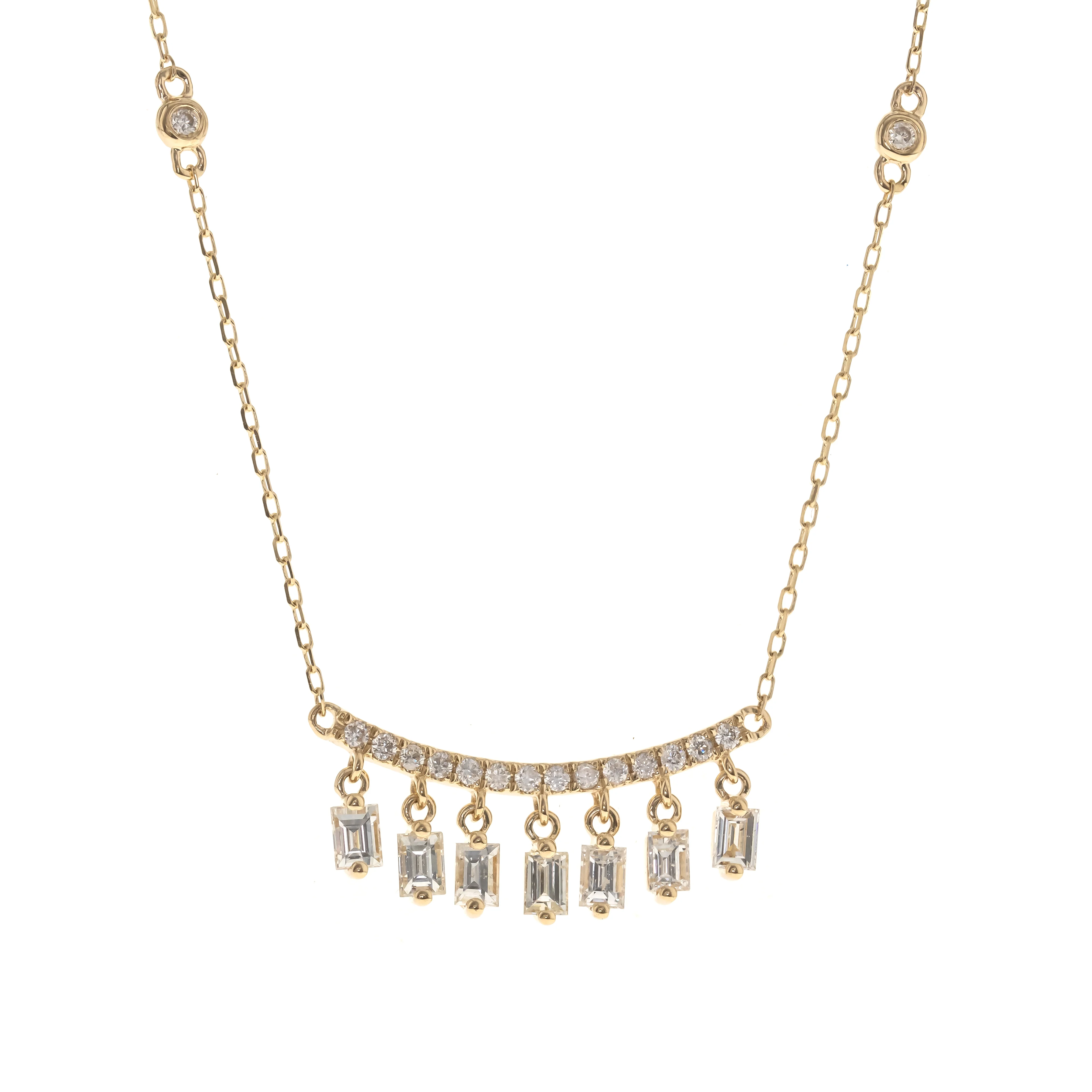 Yellow Gold Diamond Fringe Necklace