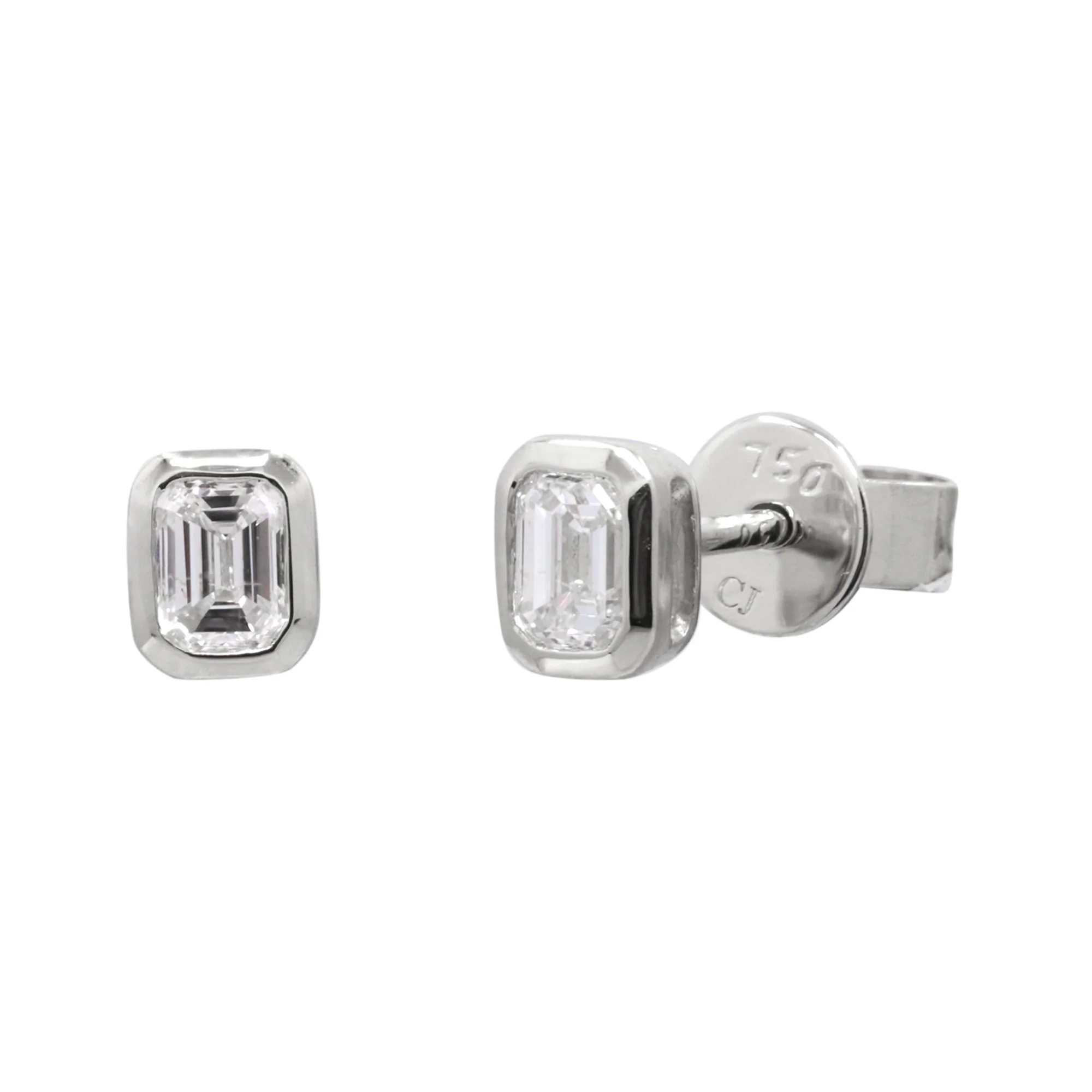 White Gold Diamond Bezel Set Earrings - Image 2
