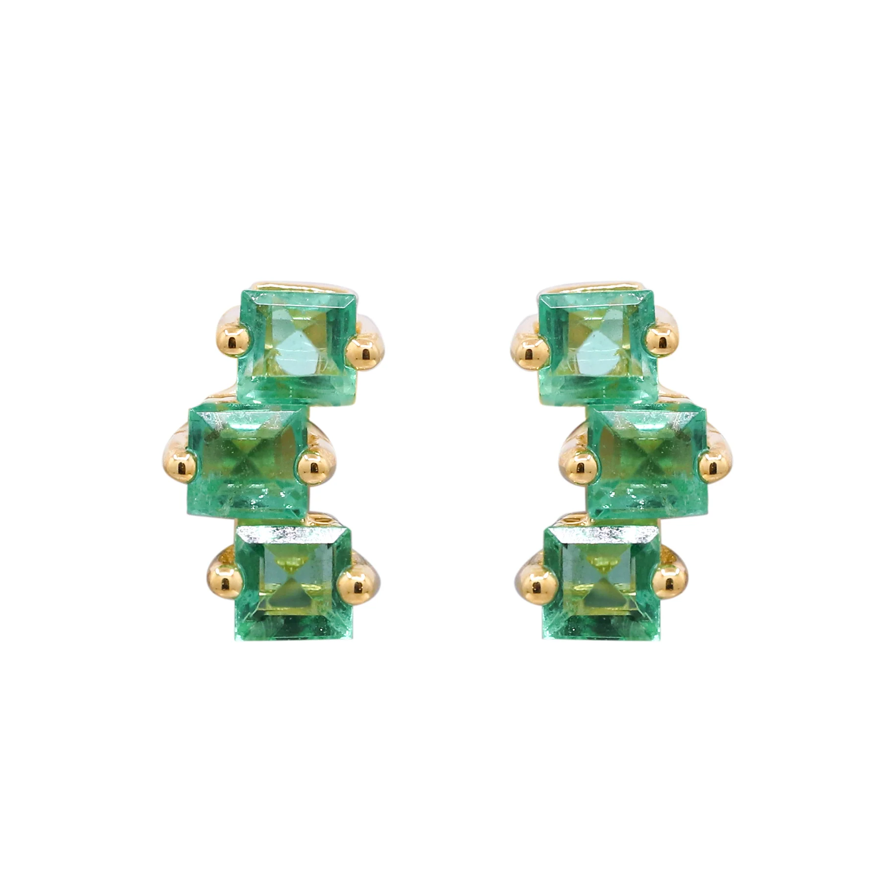 Yellow Gold Emerald Earrings