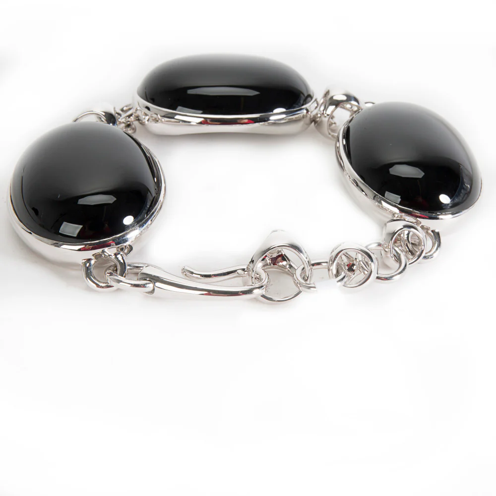BRAND NEW Di Modolo Black Agate Bracelet in Plated Rhodium MSRP 400 - Image 3