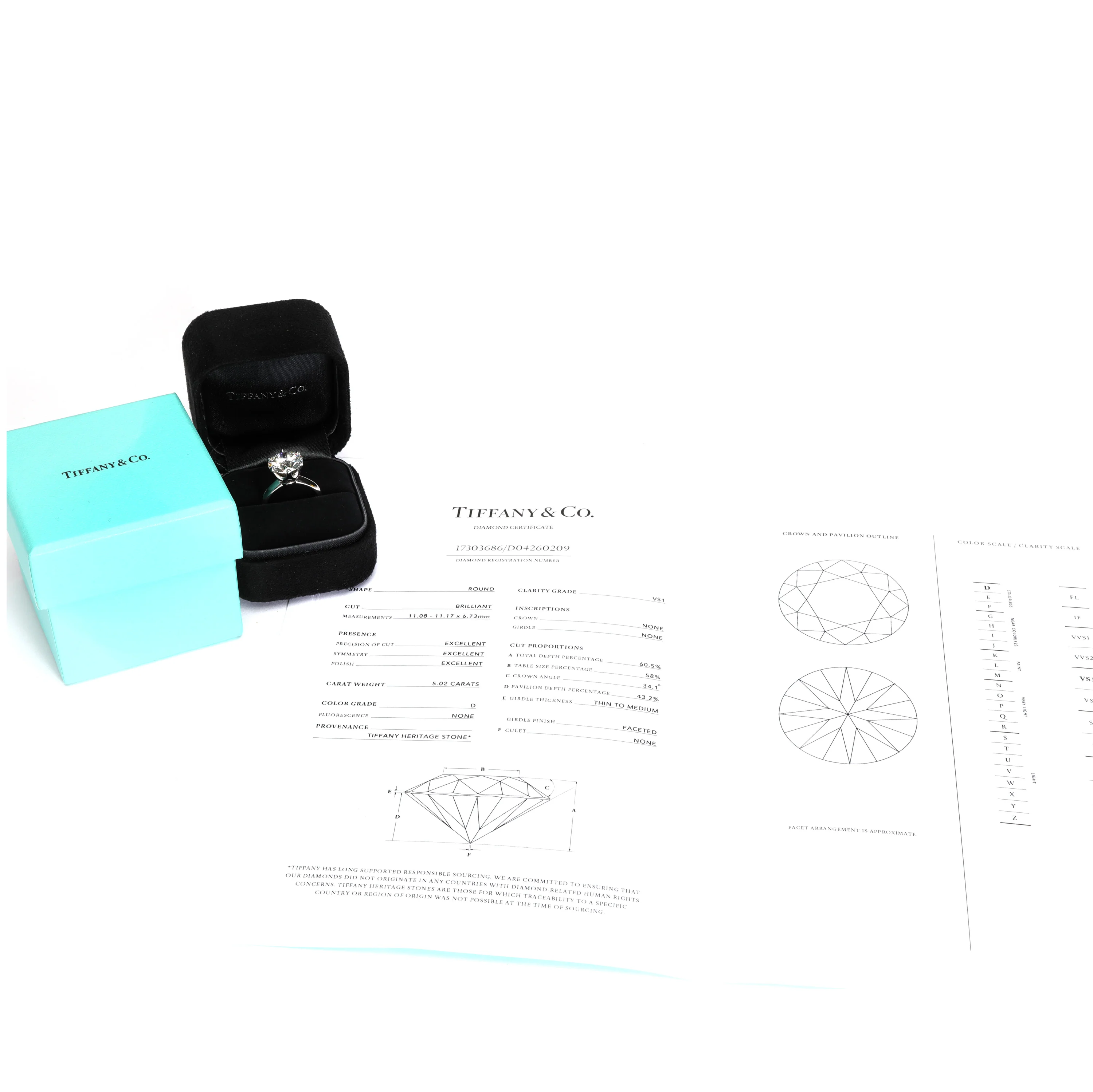 Tiffany & Co. Solitaire Diamond Engagement Ring in Platinum D VS1  5.02 CT - Image 5