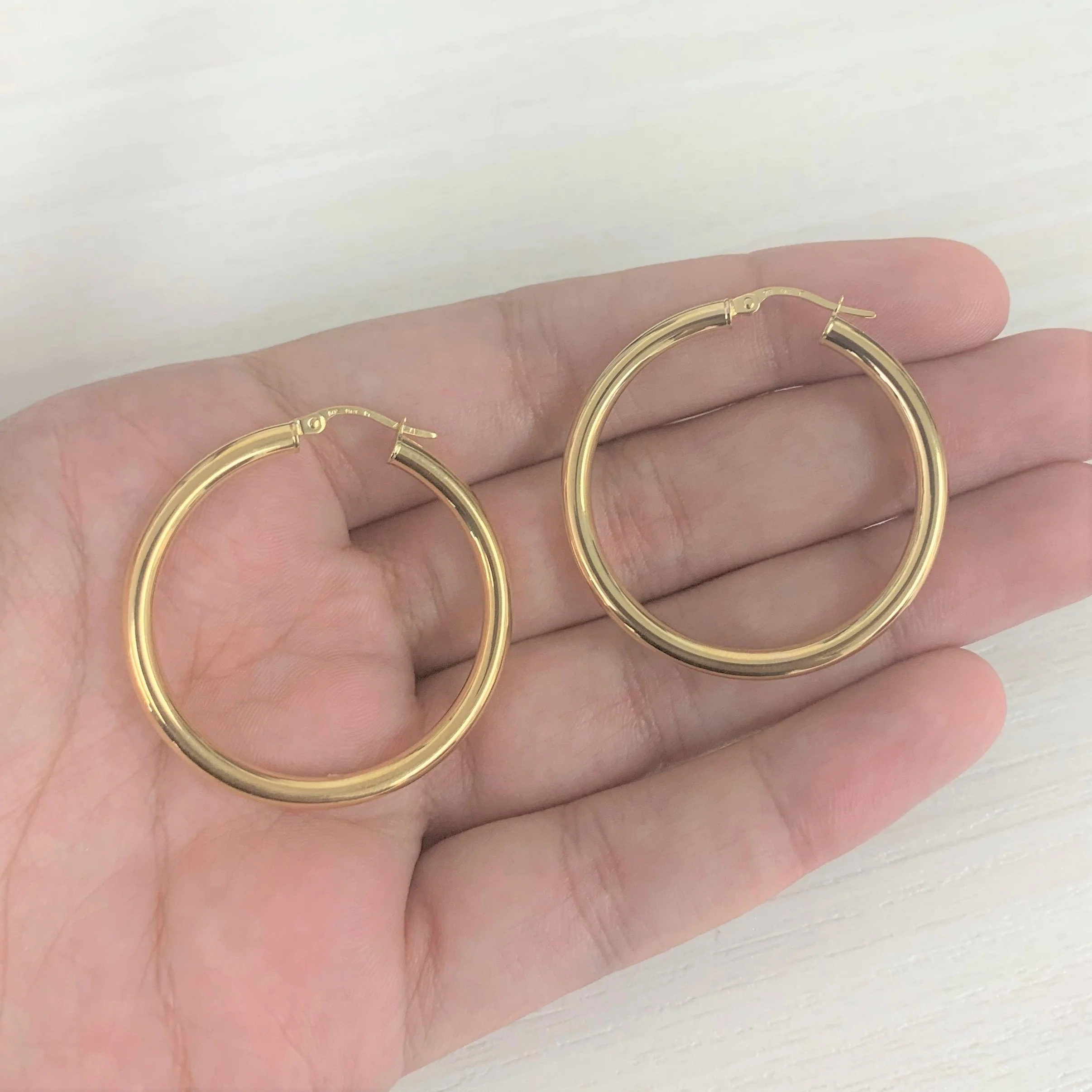 Tube Hoop Earrings in 14k Rose Gold - Image 2