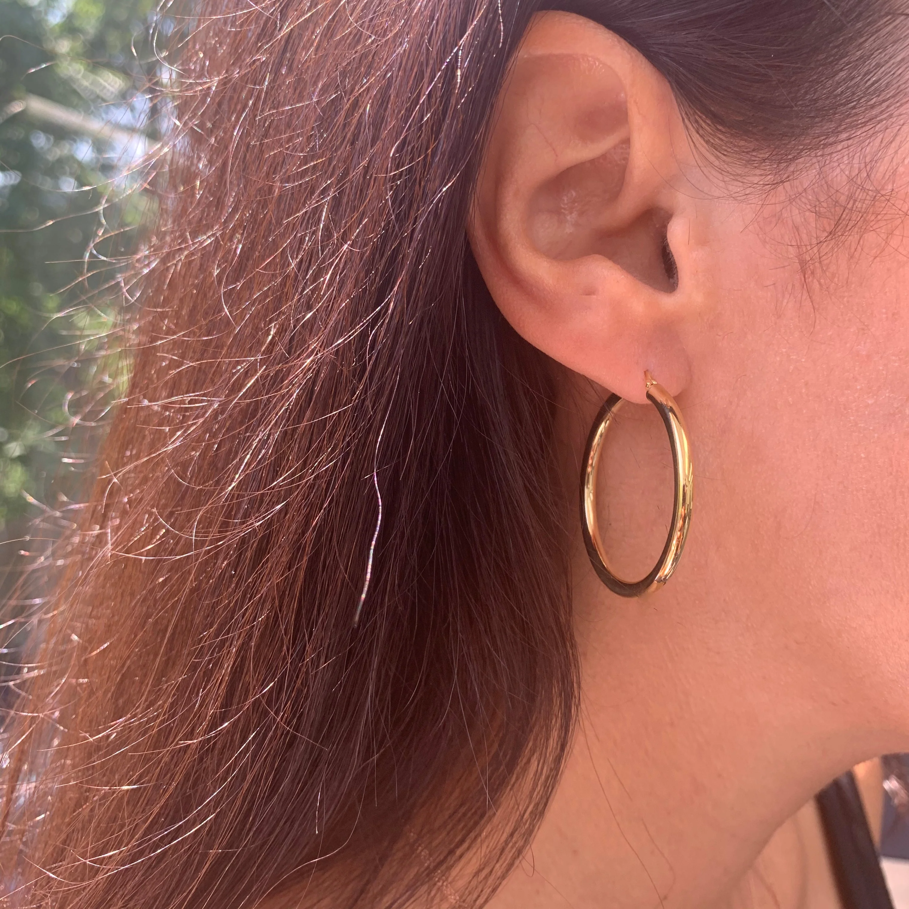 Tube Hoop Earrings in 14k Rose Gold - Image 3
