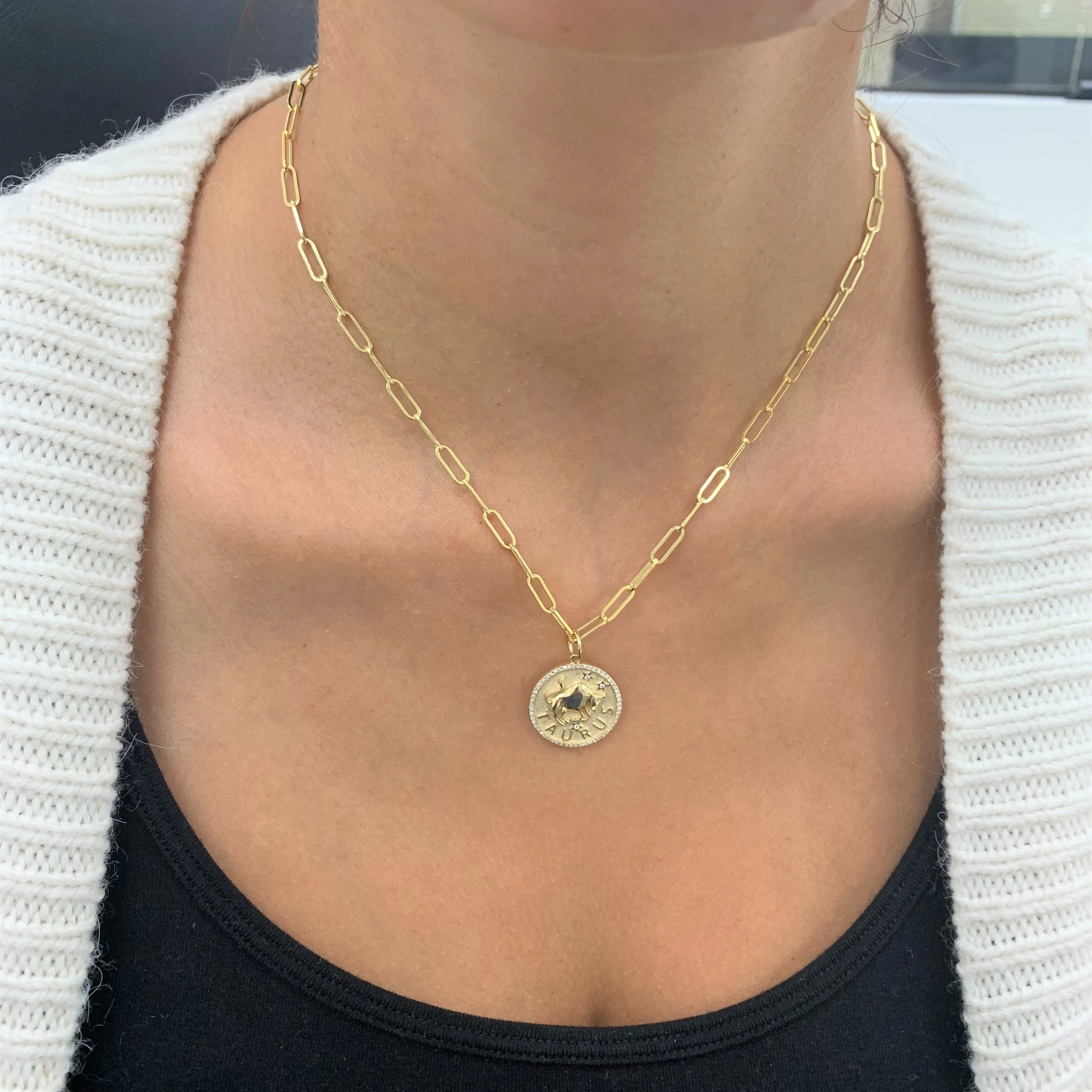 Capricorn Zodiac Diamond Necklace in 14KT Yellow Gold - Image 3