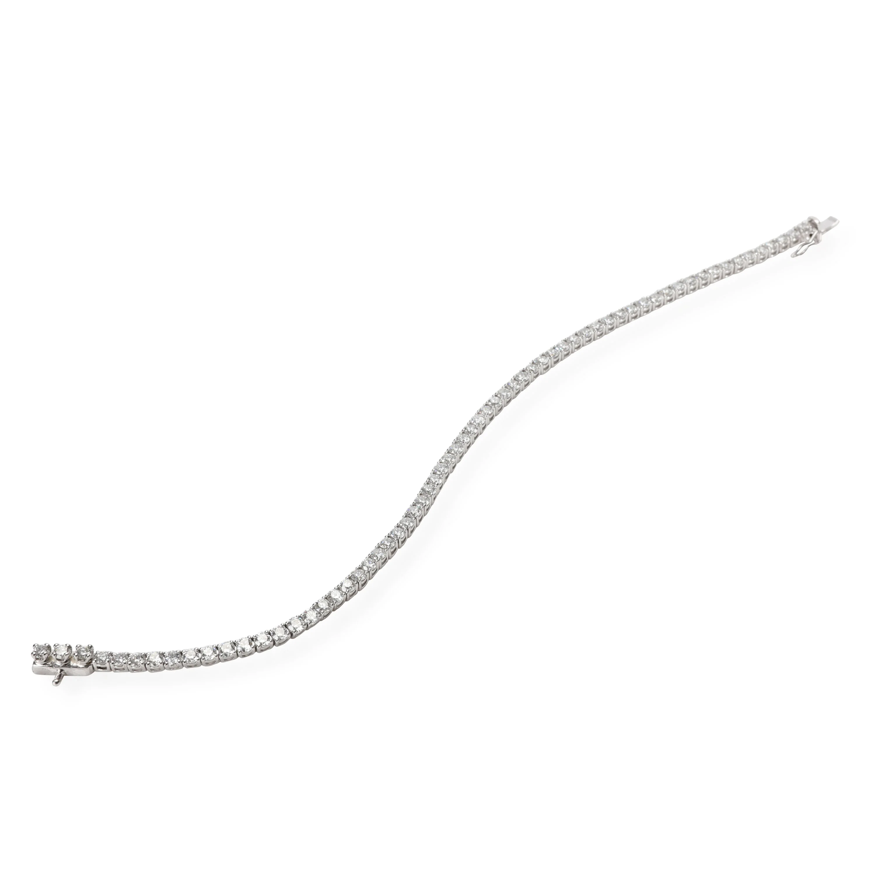 Four Prong Diamond Tennis Bracelet in 14K White Gold 4.22 CTW - Image 2