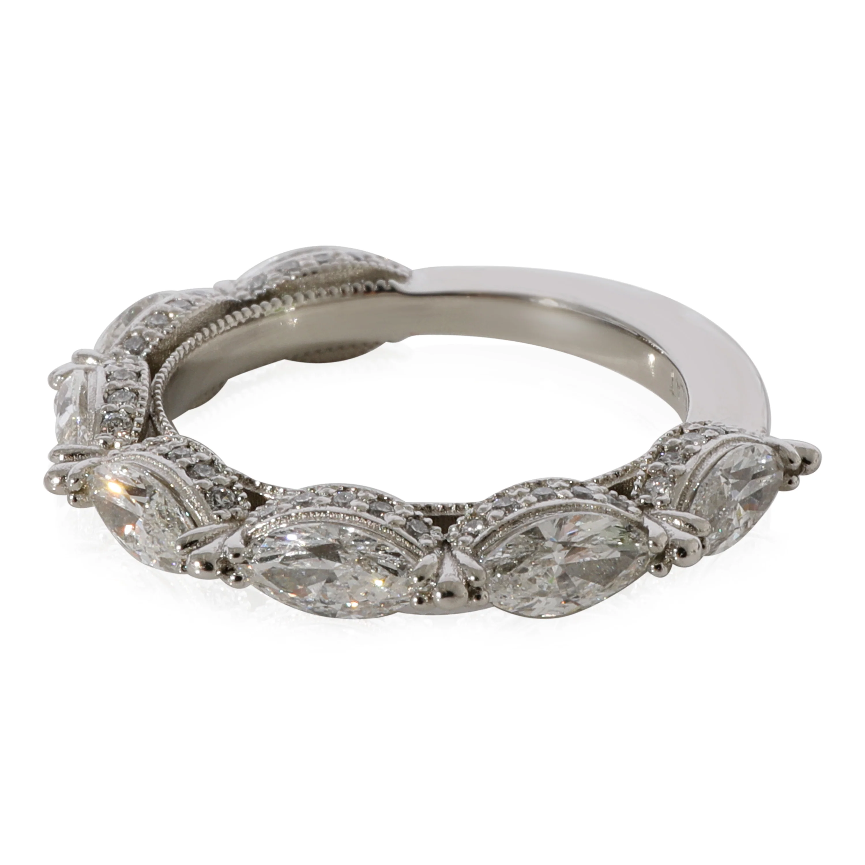 Marquise & Round Diamond Band in 950 Platinum G-H VS1-VS2 1.75 CTW - Image 2