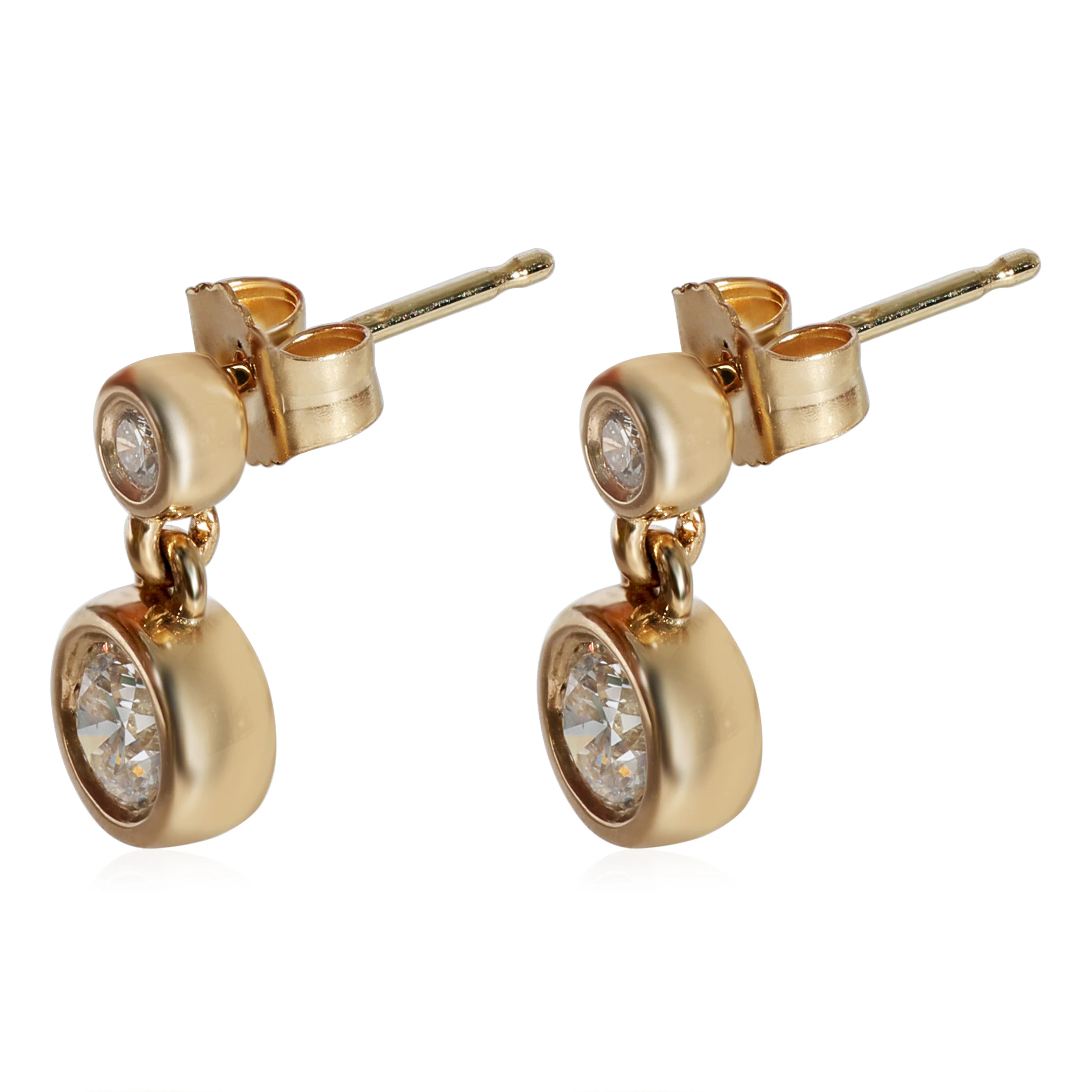 Diamond Bezel Set Drop Earrings in 14K Yellow Gold (1/2 Ctw G-H/SI2) - Image 2