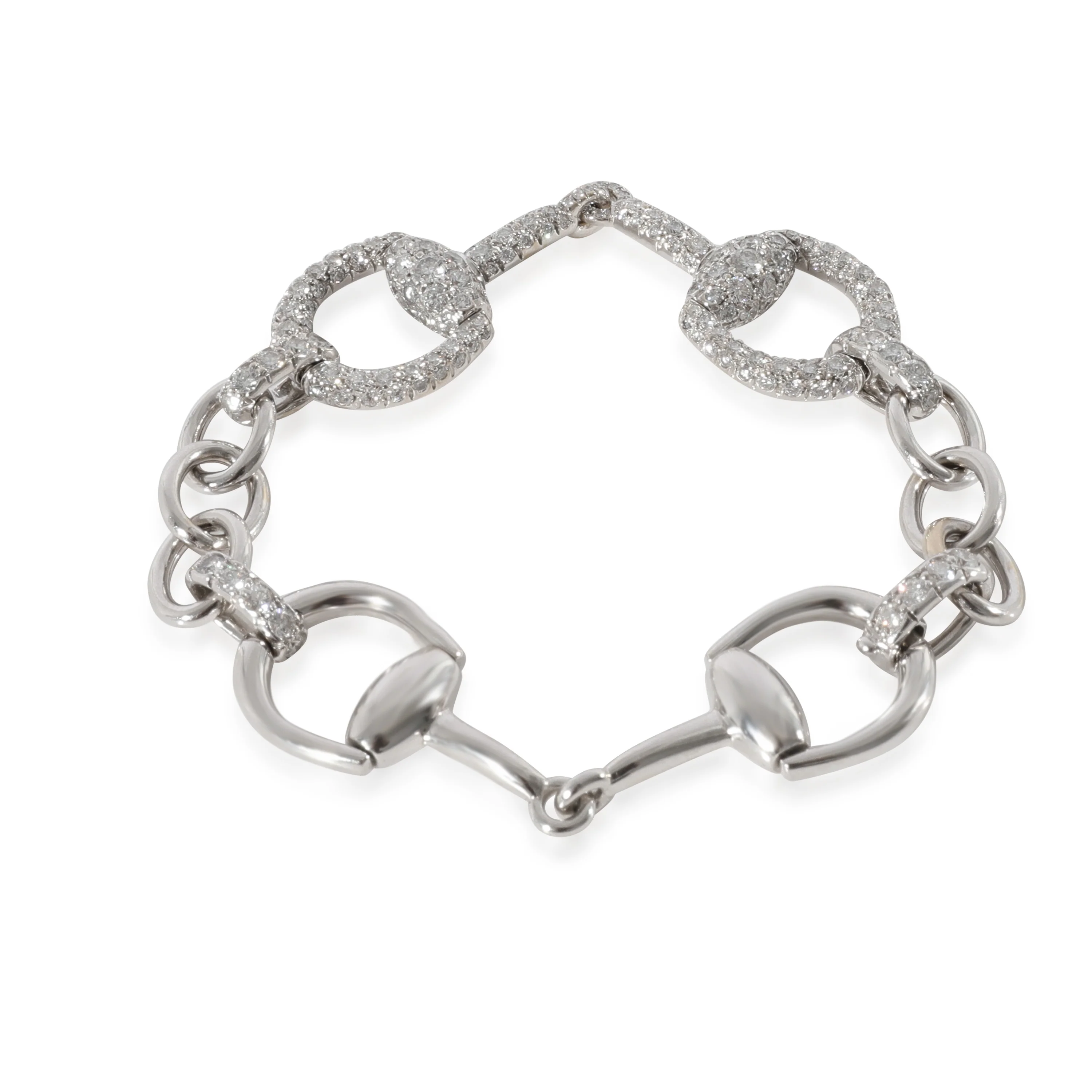 Gucci Diamond Horsebit Bracelet in 18k White Gold 2.33 CTW - Image 3